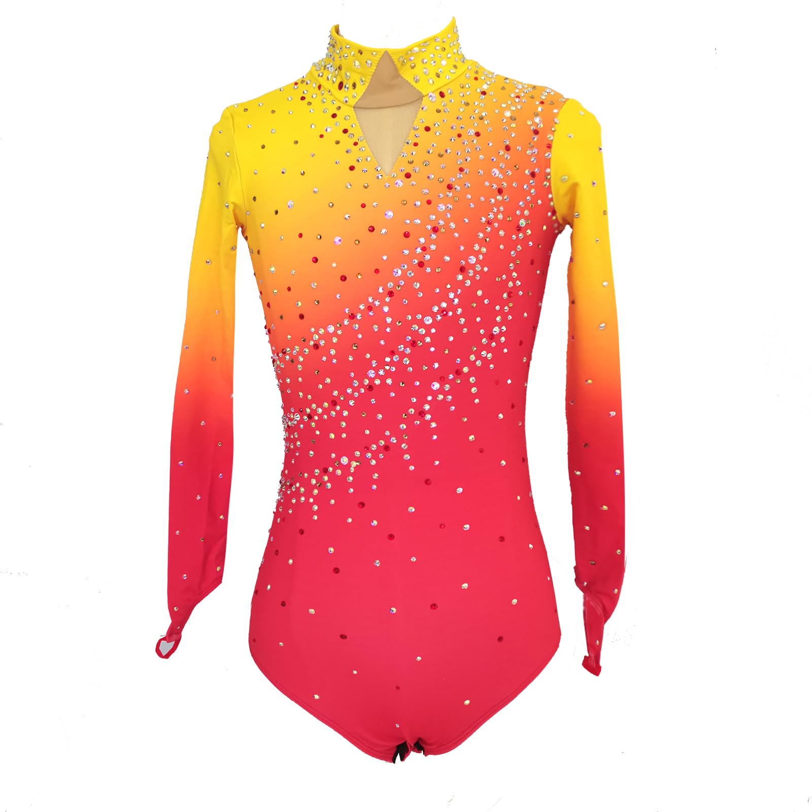Custom Boys' Red Orange Gradient Figure Skating Dress - Competition & Performance Gymnastics Costume for Kids & Adults - Perfect for Ice Shows, Dance Recitals, and Gymnastics Competitions