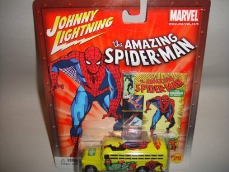 Johnny Lightning The Amazing Spider-Man 1956 Chevy Bus Die-Cast Car - 1:64 Scale Collectible Model - Perfect for Marvel Fans & Toy Car Collectors - Great for Display, Gifts, and Play Scenes