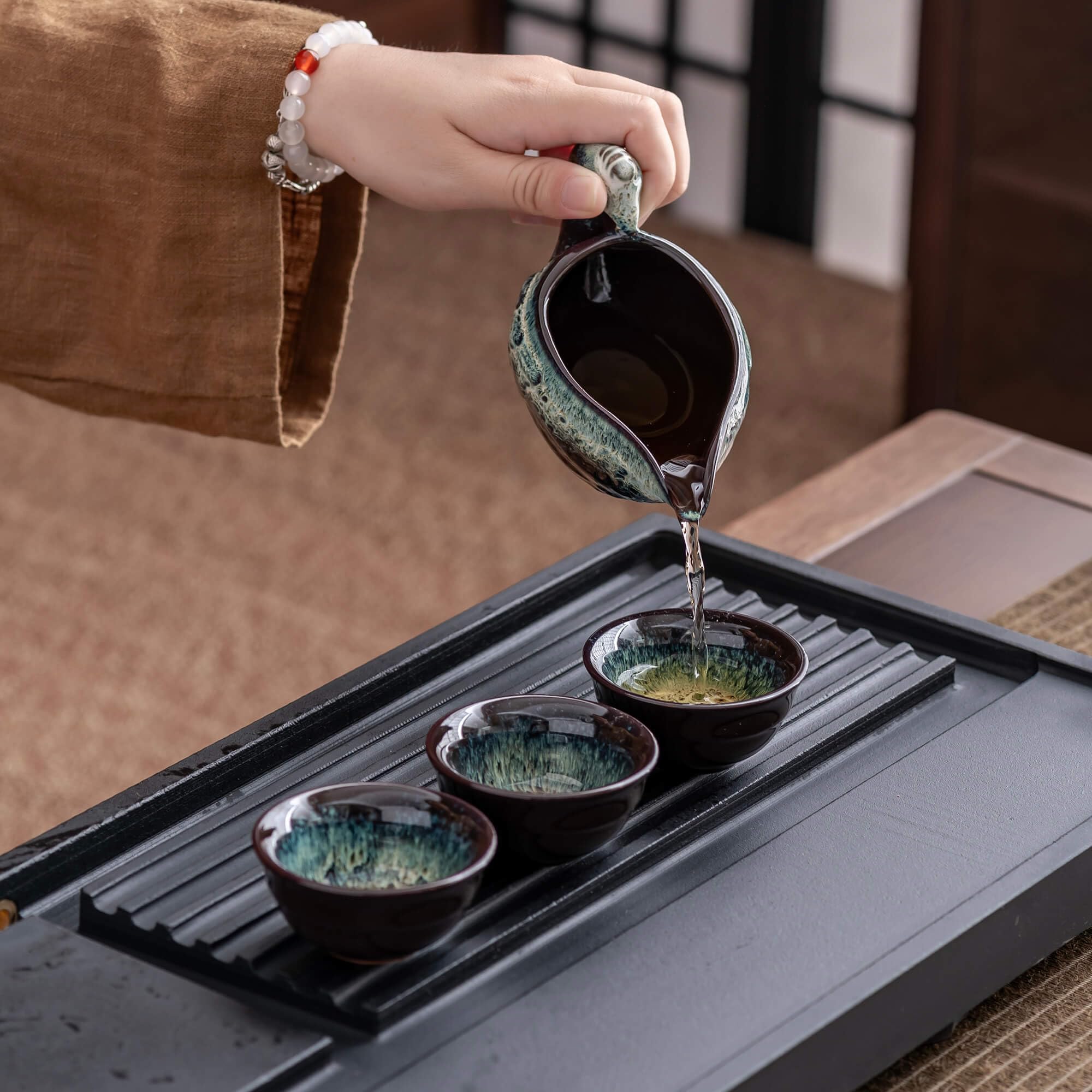 Premium Ceramic Teapot with Removable Infuser - 8 Cup Semi-Automatic Tea Set in Stunning Gradient Dragon Design - Perfect for Home, Office, and Gift Giving
