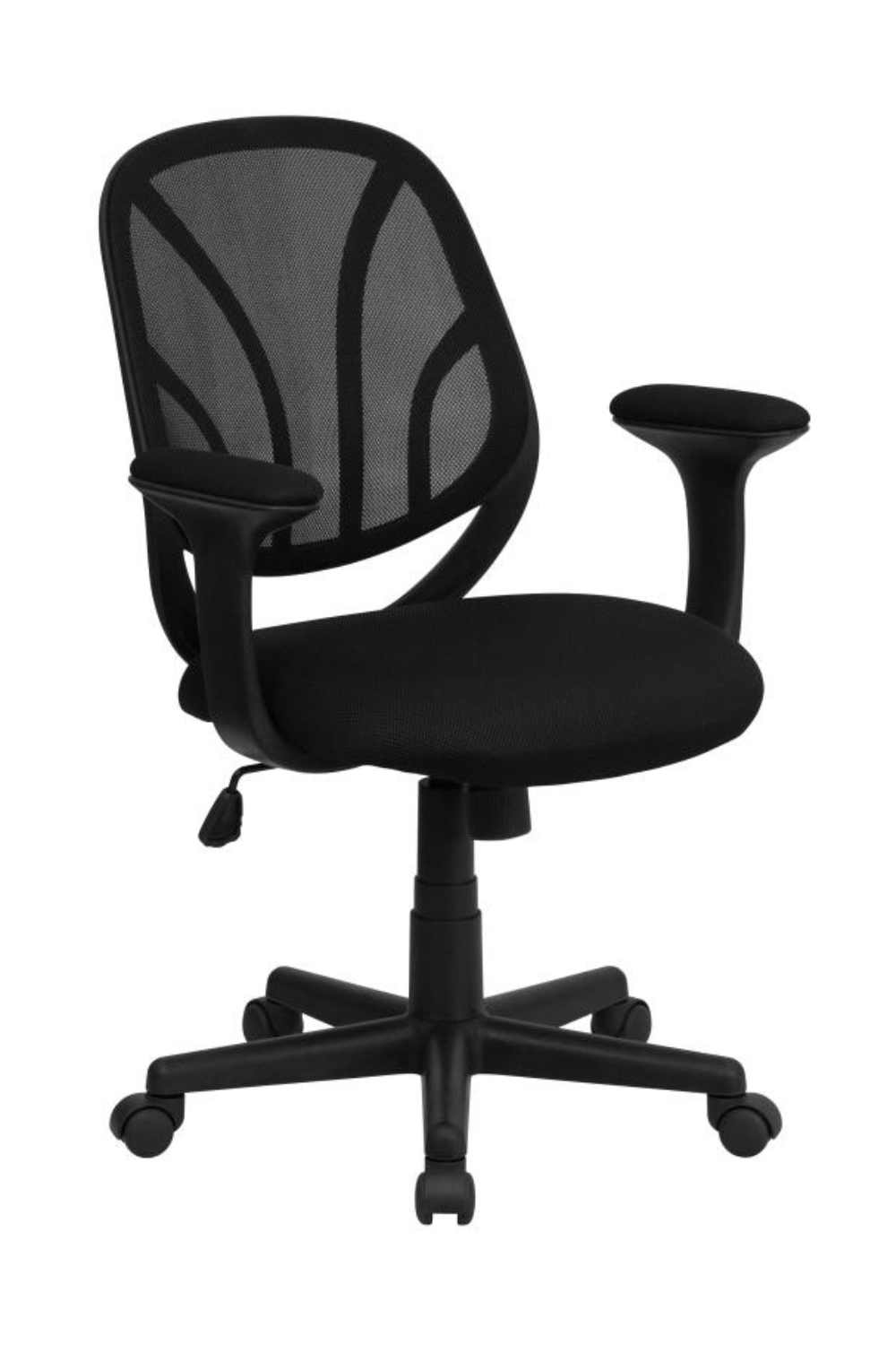 FLASH Y GO Mid Back Black Mesh Swivel Task Office Chair - Ergonomic Desk Chair for Home & Office Use, Comfortable Computer Chair for Long Hours Sitting