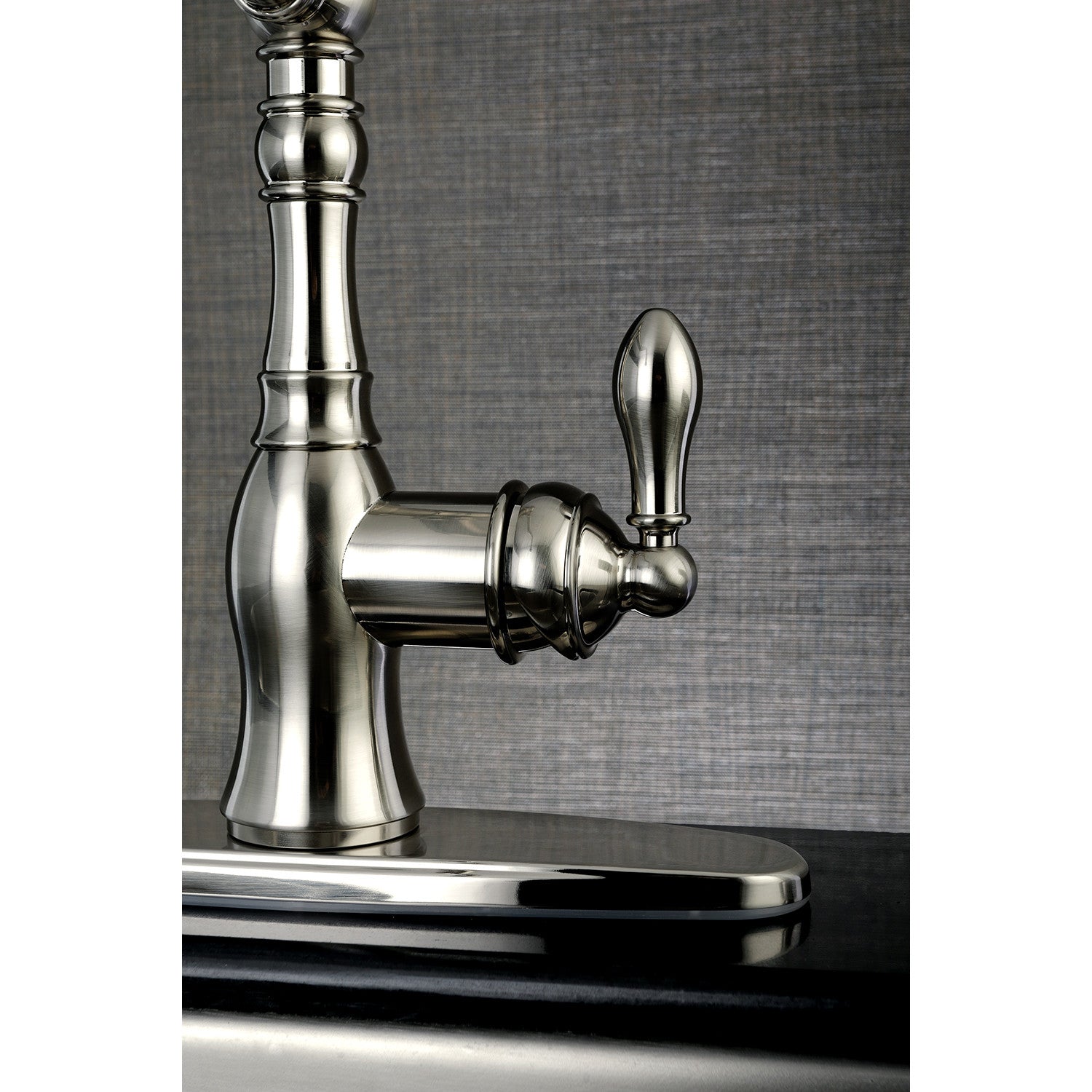 American Classic GSY7708ACLSP Brushed Nickel Single Handle Kitchen Faucet with Pull-Down Sprayer - 2 or 4 Hole Deck Mount for Modern Kitchens & Food Prep Stations