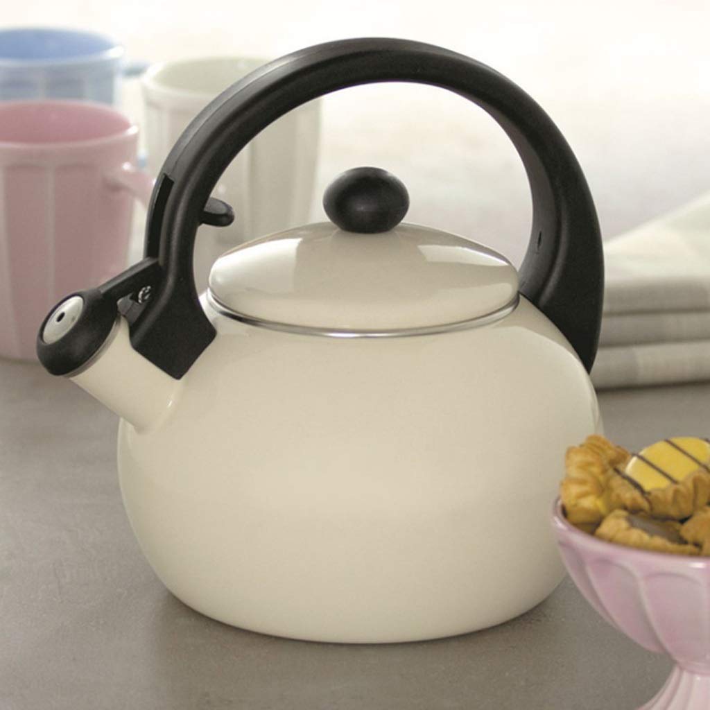 Premium Enamel Teapot Kettle - Thickened Whistling Stovetop Pot for Gas & Induction Cooktops - 1.5L Flat Bottom Water Carafe - Perfect for Tea Brewing, Coffee Making & Kitchen Decor