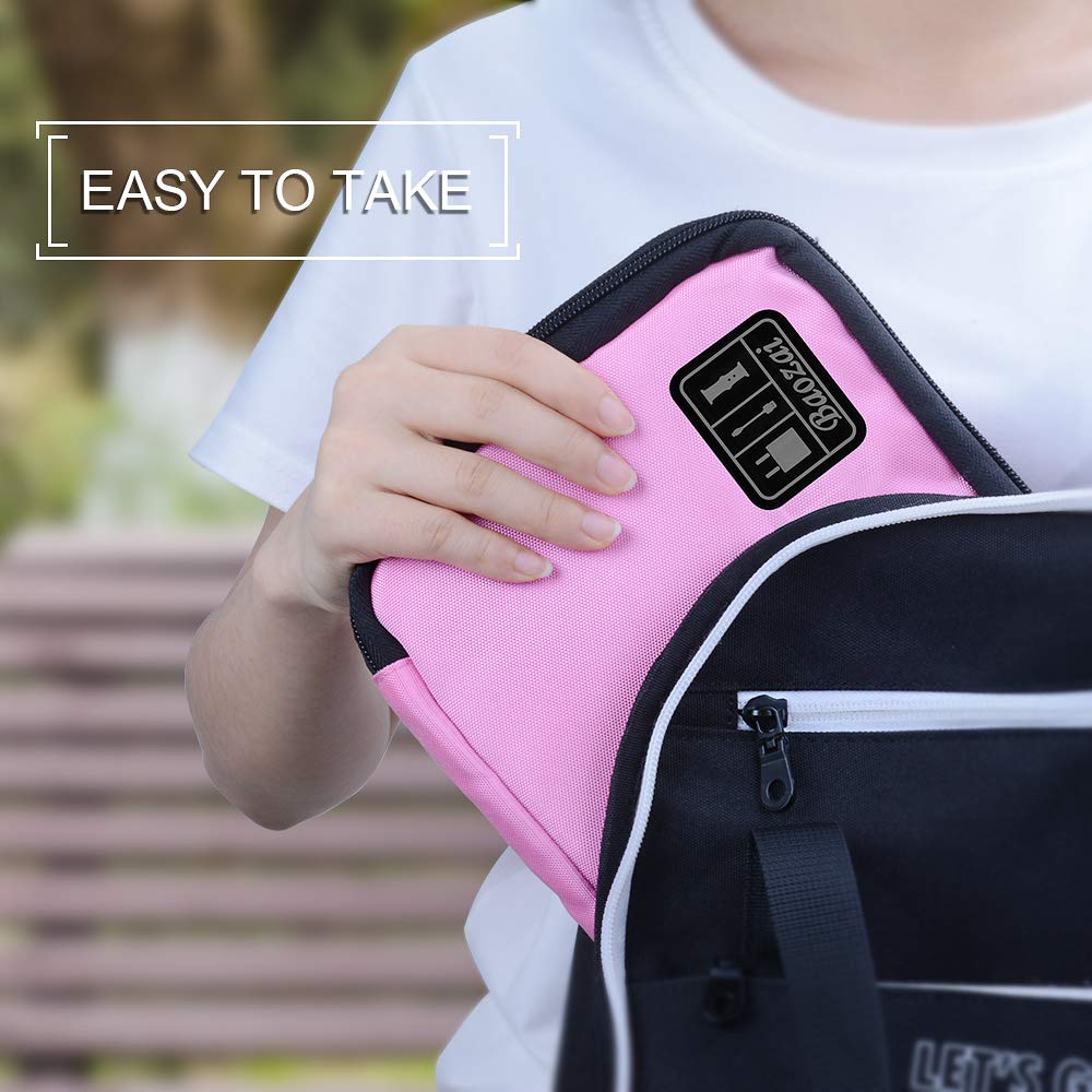Waterproof Smart Watch Bands Organizer Bag - Portable Travel Electronics Accessories Case for Watch Bands, Cables, Chargers, Headphones & SD Cards (Pink) - Perfect for Travel, Gym & Daily Storage