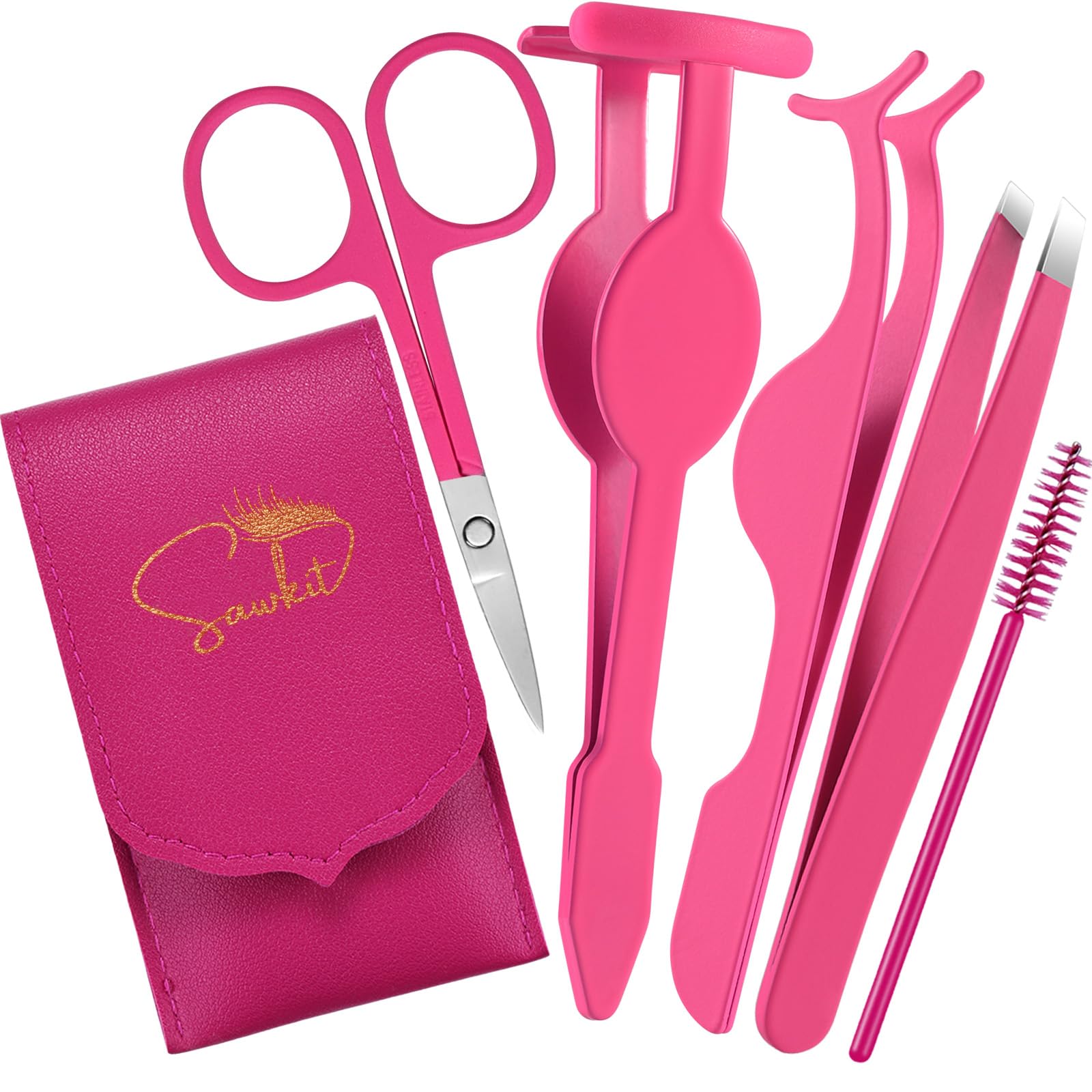 Professional 5-in-1 Eyelash Applicator Tool Set with Extension Tweezers, Scissors & Brush - DIY Lash Extension Kit for Cluster Lashes & Volume Fans - Perfect for Home Salon, Beauty Professionals & Makeup Artists