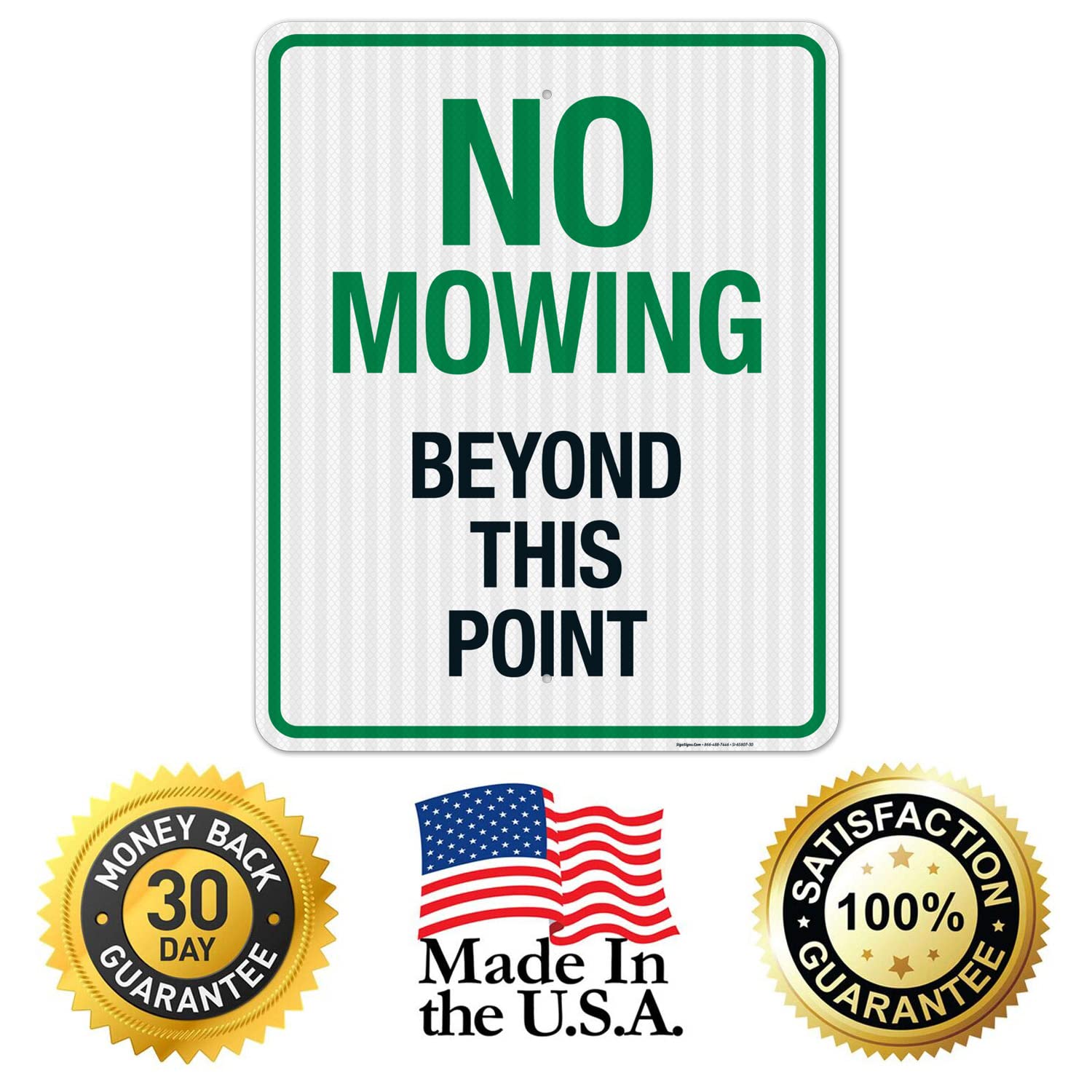 No Mowing Beyond This Point Sign - 24x30 Inches, 3M EGP Reflective .080 Aluminum, Fade Resistant, Made in USA - Durable Yard Sign for Property Boundaries & Safety Warnings