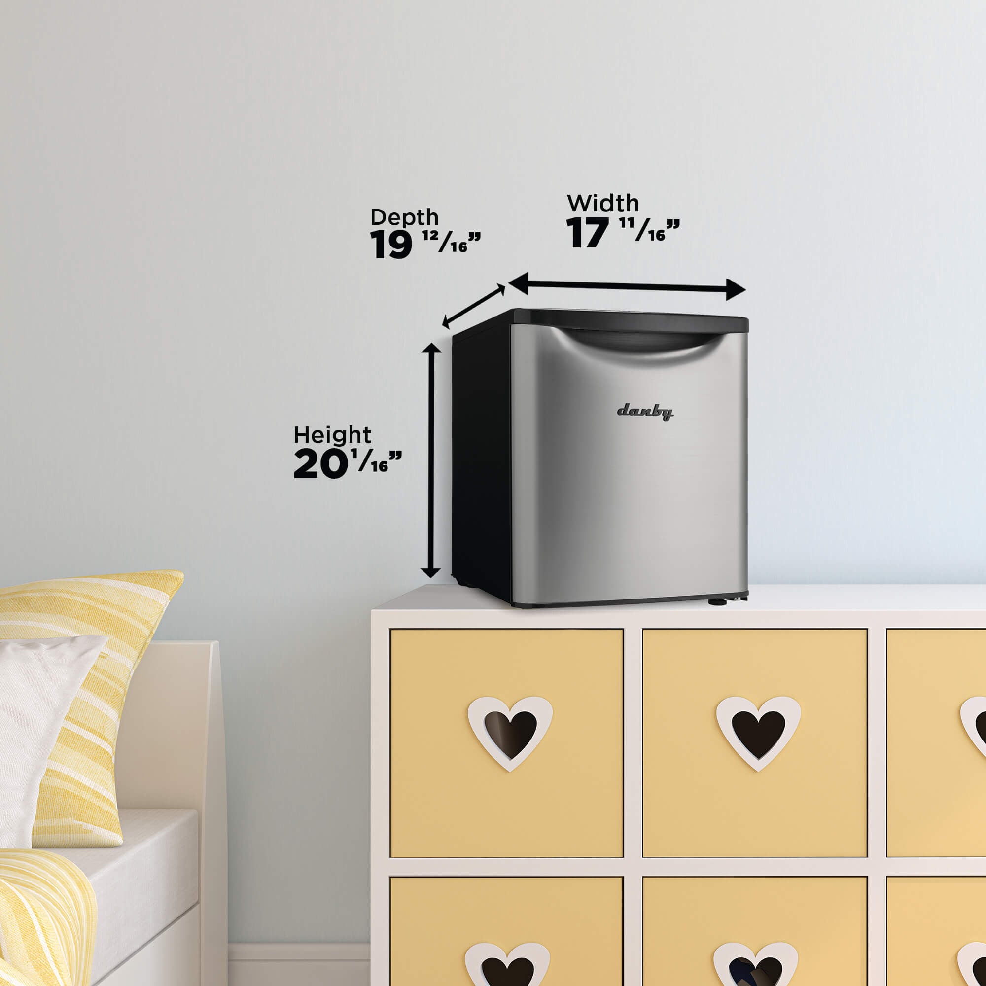 Danby DAR017A3BSLDB 1.7 cu ft Stainless Steel Compact Refrigerator - Perfect for Dorm, Office, Bedroom & Small Spaces