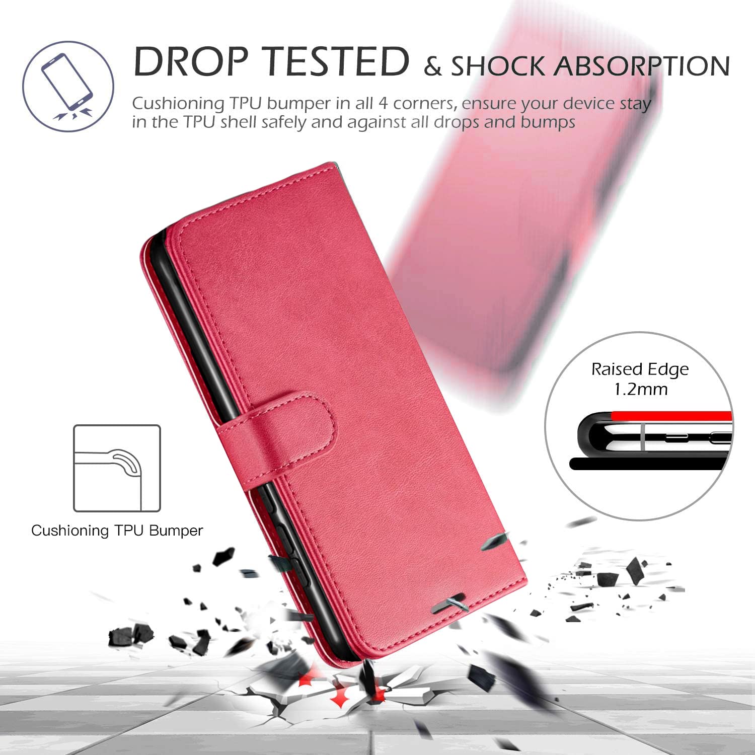 STARSHOP Premium Leather Wallet Case for Samsung Galaxy Z Fold 3 - Military Grade Shockproof Protection with Credit Card Slots | Stylish Pink Cover for Business & Travel Use