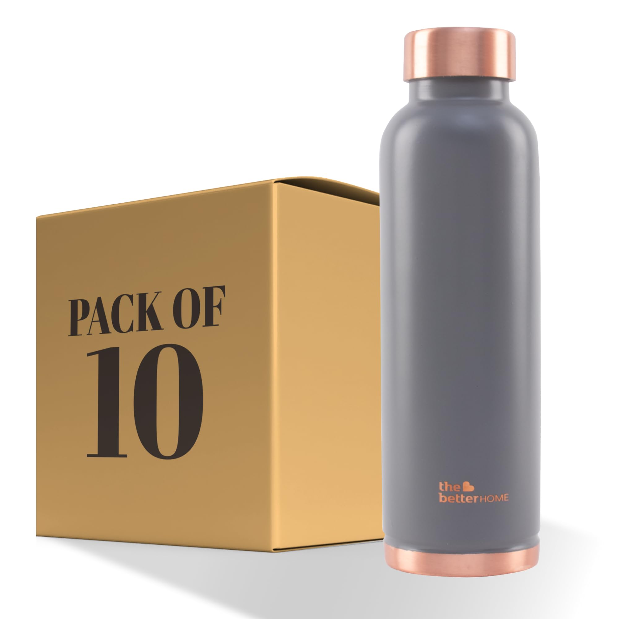 Premium 1 Liter Pure Copper Water Bottle with Antioxidant Properties | Boosts Immunity & Enhances Health | 100% Copper Bottle for Daily Hydration | Grey (Pack of 10) | Ideal for Gym, Yoga, Office & Outdoor Activities