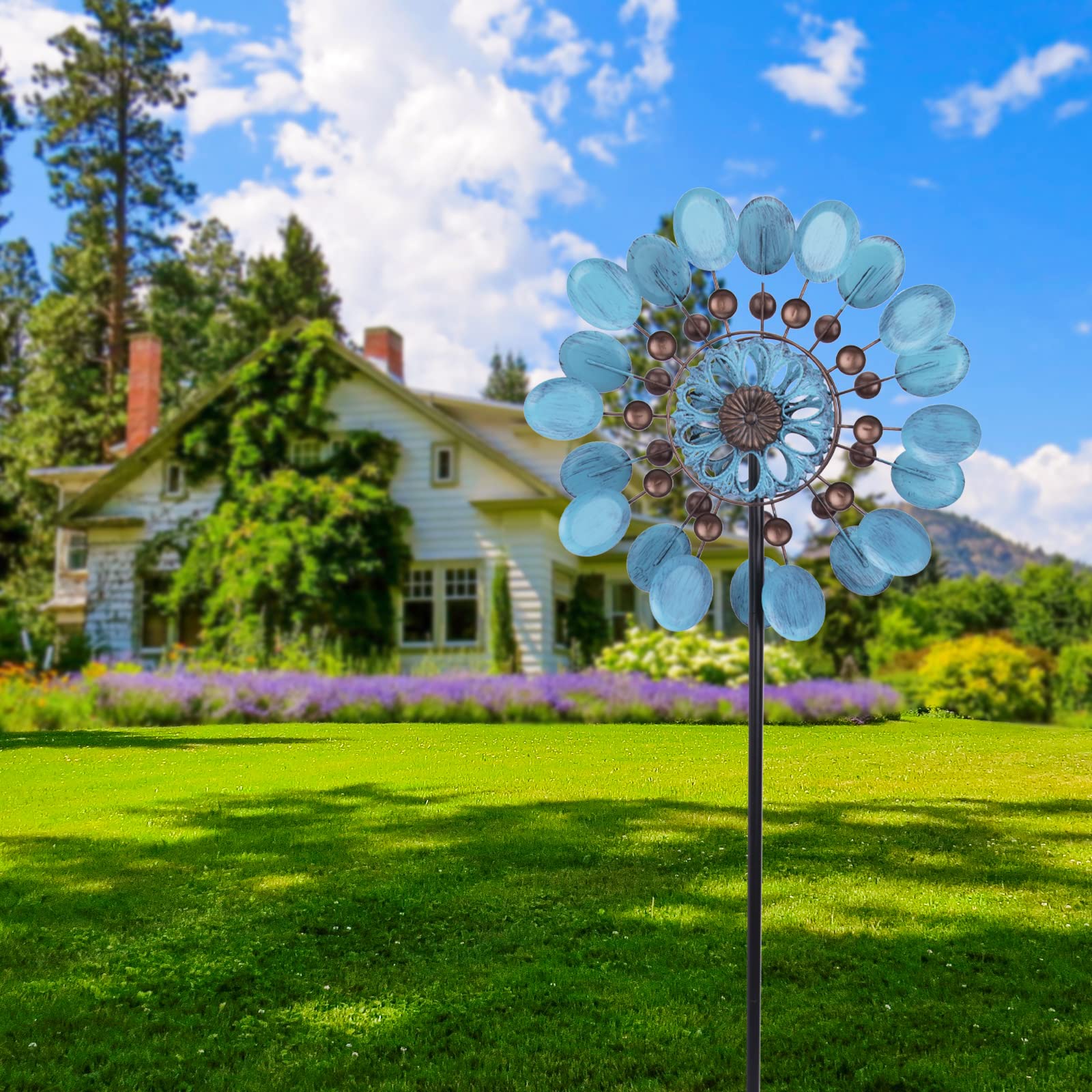 MUMTOP 44 Inches Kinetic Wind Spinner - Outdoor Metal Wind Catcher for Garden, Yard, Patio & Lawn Decor | Durable Weather-Resistant Windmill for Relaxing Outdoor Spaces & Zen Garden Atmosphere