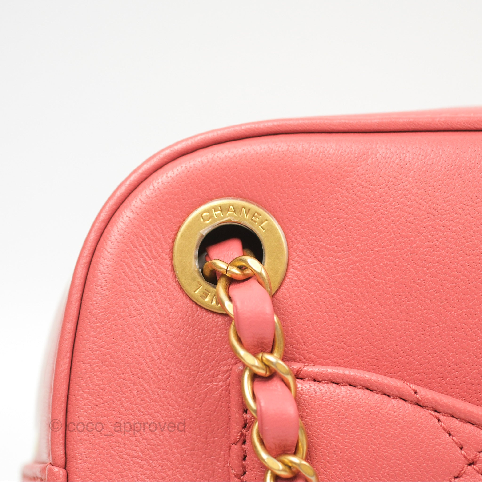 Chanel Pink Goatskin Camera Bag with Aged Gold Chain Strap - Luxury Crossbody Bag for Women, Perfect for Parties & Date Nights