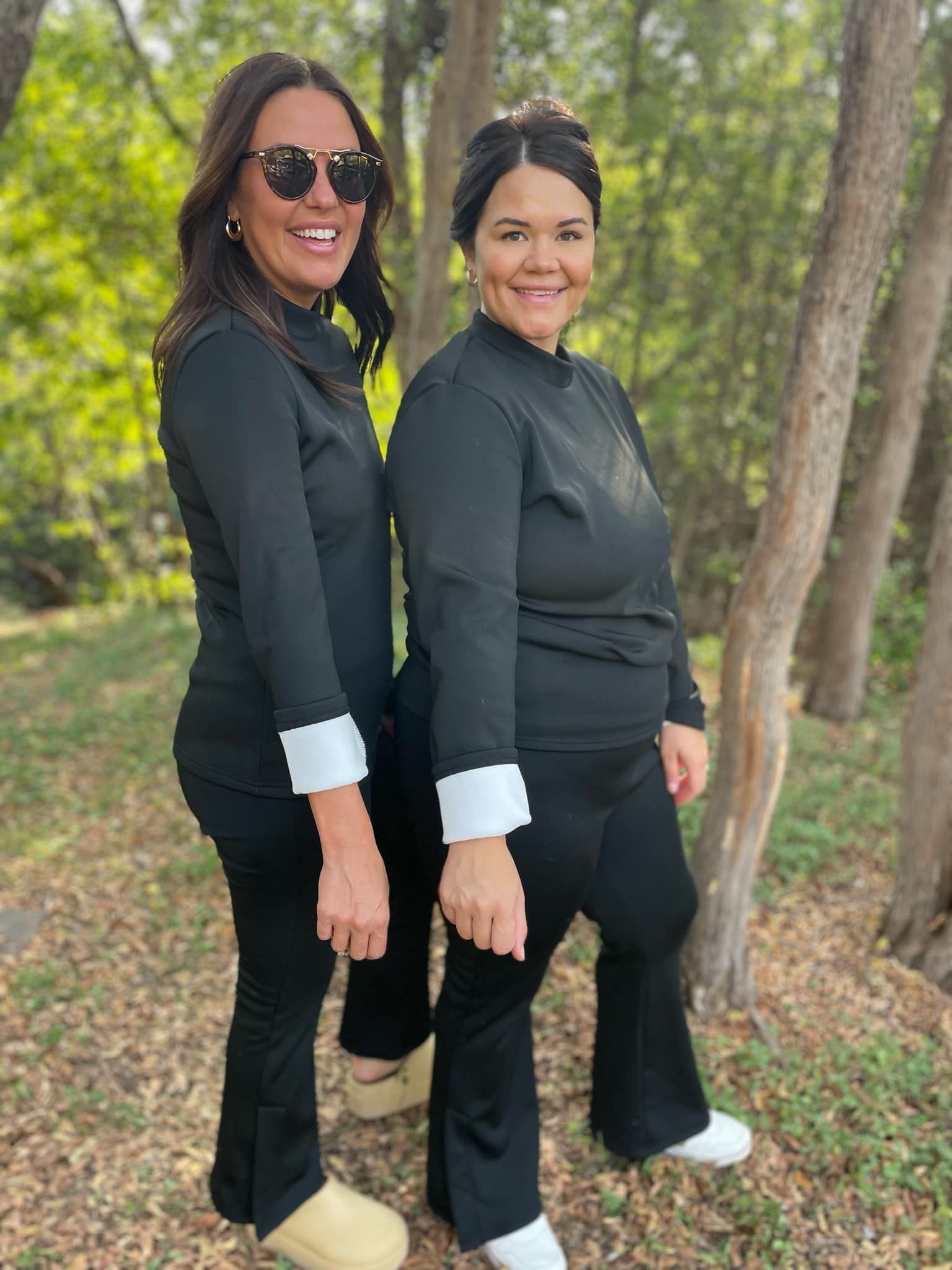PREORDER: Soft Fleece Lined Black Top for Women - Cozy Winter Layering & Casual Outfits