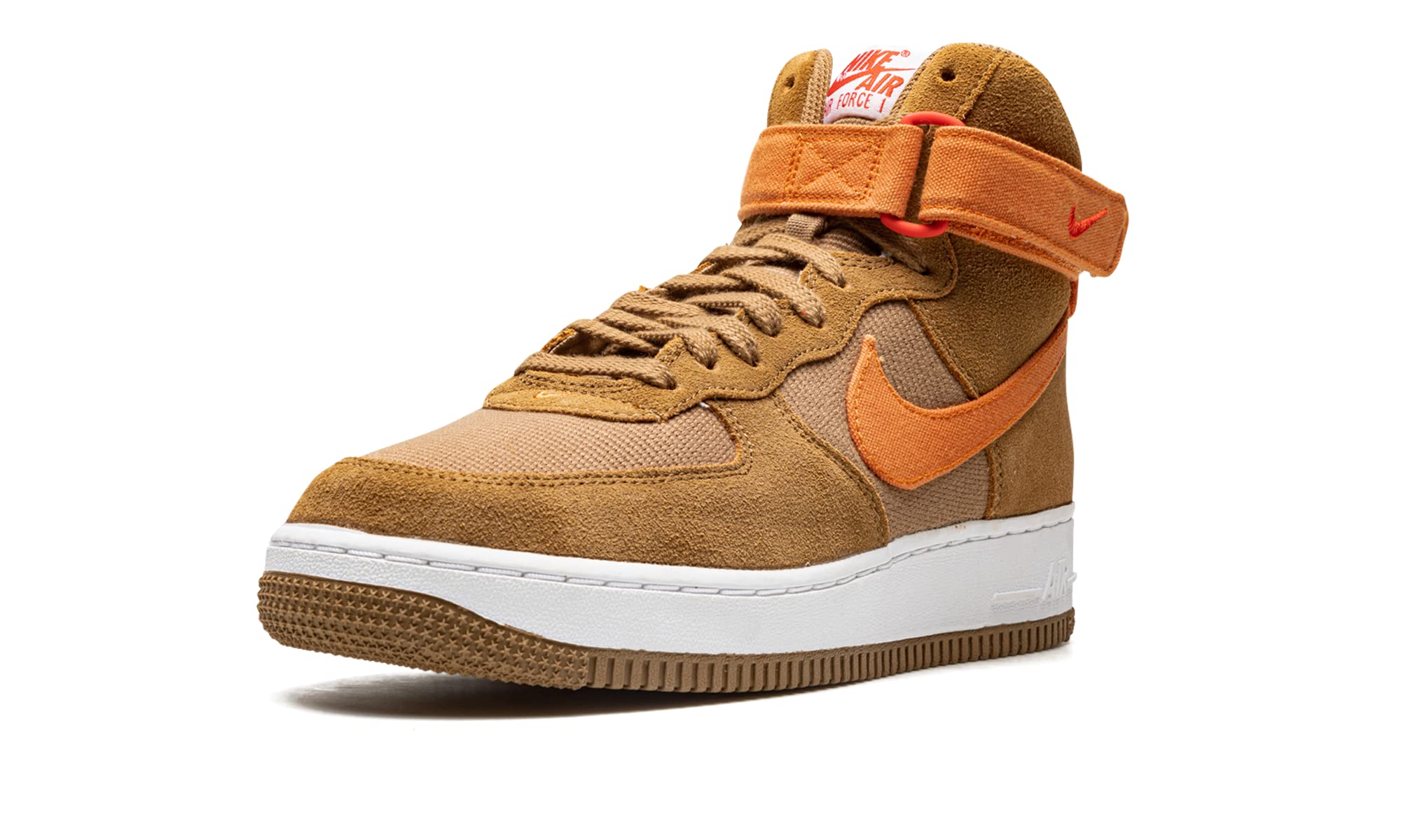 Nike Men's AIR Force 1 '07 Basketball Shoes - Dark Driftwood/Hot Curry/White - Size 10 | Classic Sneakers for Basketball, Streetwear & Casual Wear