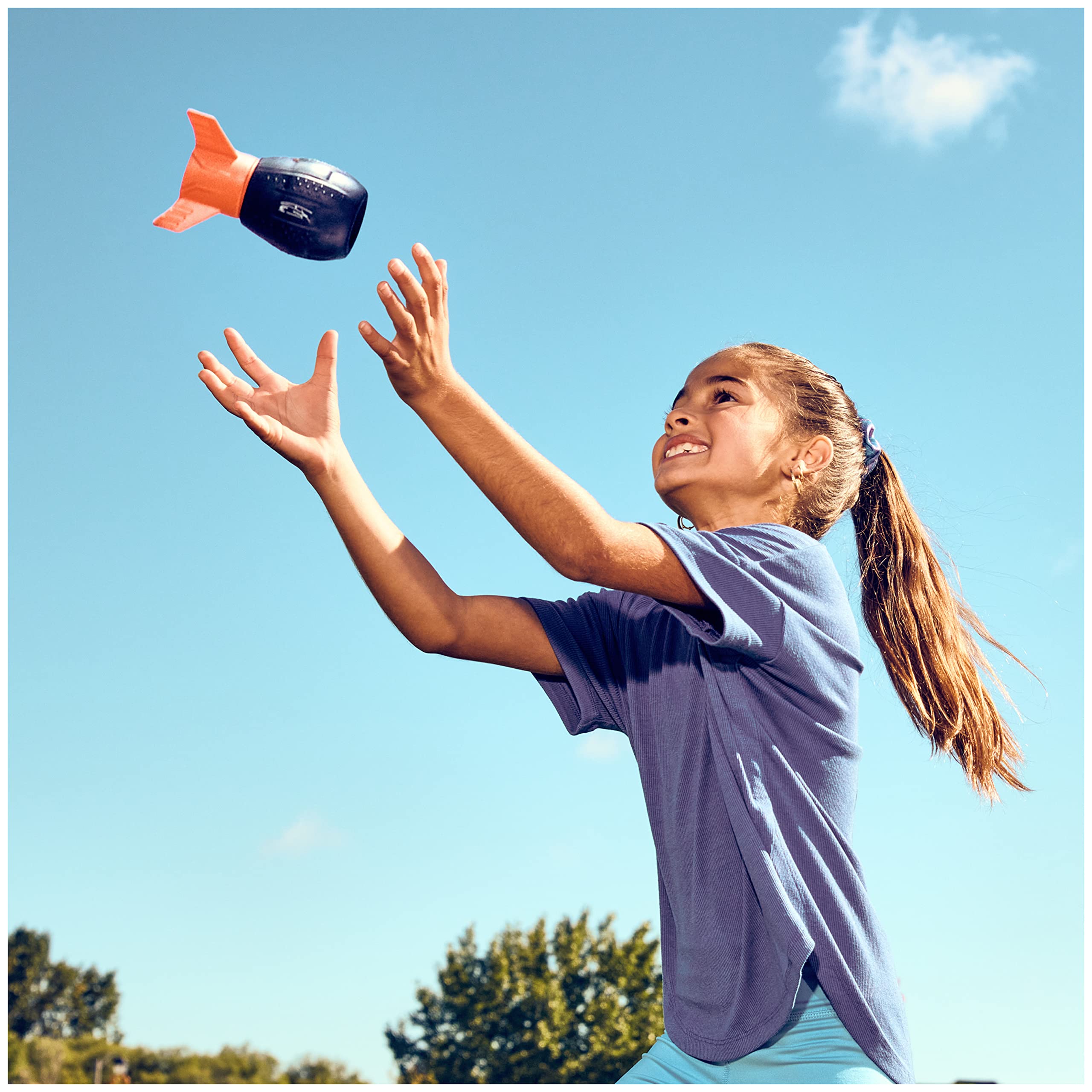 Aerobie Super Sonic Football Toy - Soft Outdoor Game for Kids 8+ | Blue/Orange for Backyard Play