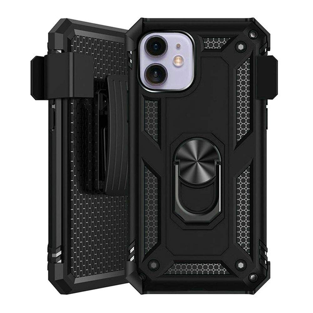 Magnetic Ring Stand Holster Case for Apple iPhone 11 (6.1 Inch) - Black | Hands-Free Viewing, Secure Grip & Car Mount Compatibility