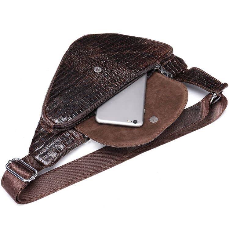 Genuine Leather Crocodile Sling Bag for Women & Men - Stylish Crossbody Shoulder Purse Backpack in Brown | Perfect for Travel, Work & Everyday Use