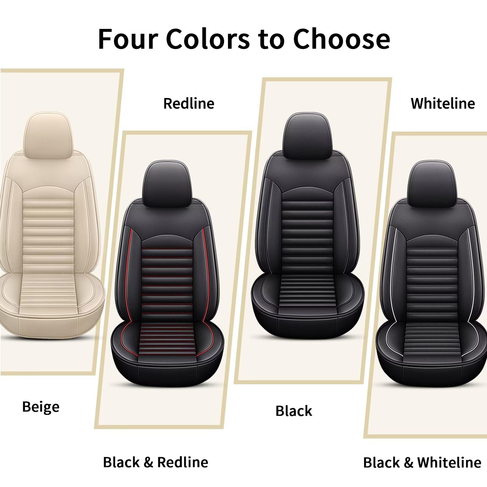 Premium Faux Leather Car Seat Covers for Ford Fusion 2006-2020 - Waterproof, Airbag-Compatible Front Seat Cushions (Beige) | Perfect for Daily Commutes, Road Trips & Protecting Your Vehicle's Interior