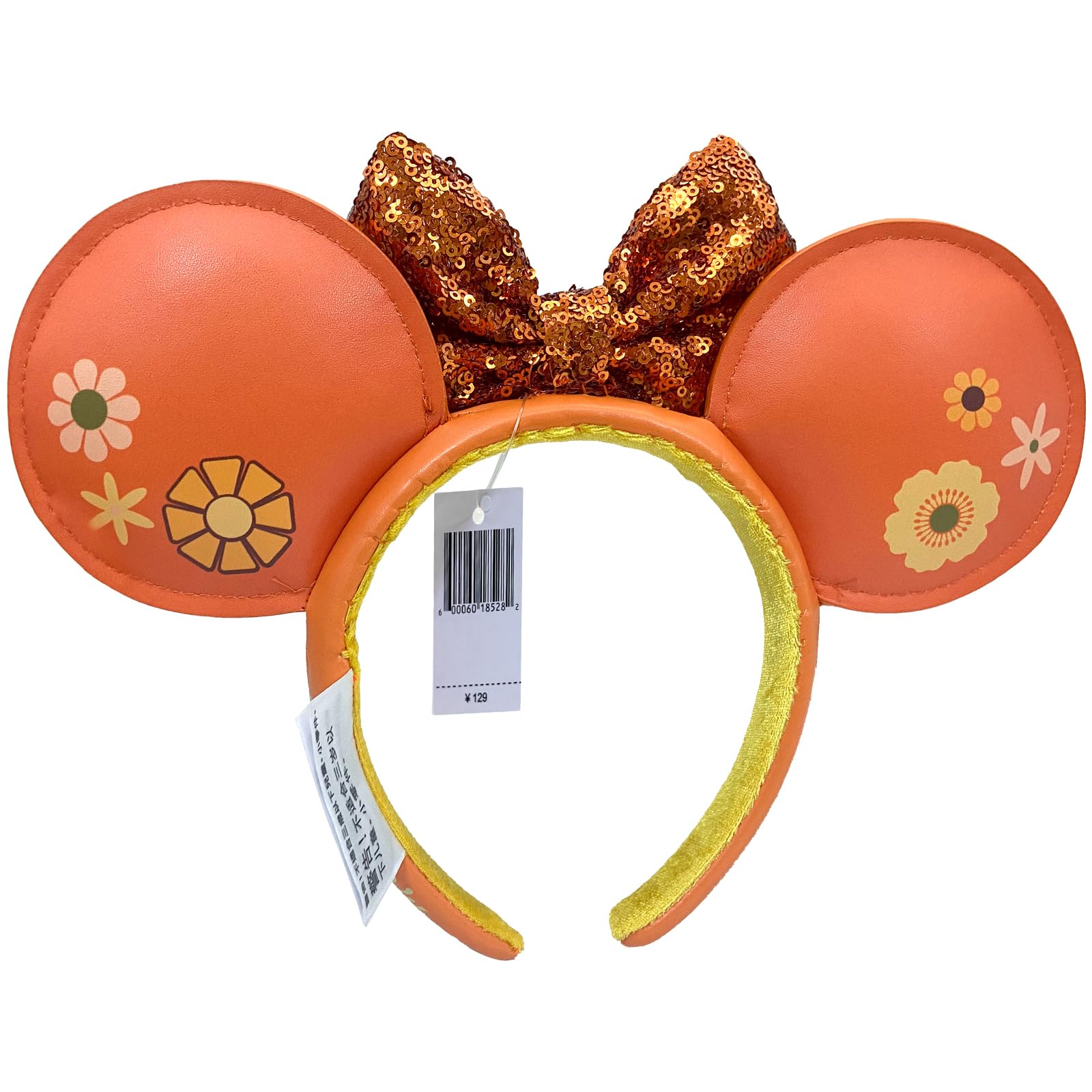 Disney-Inspired Mouse Ear Headbands with Bow & Flower - Elegant Garden Orange Bird Ear Headband for Girls & Women | Perfect for Halloween, Christmas, Cosplay, Princess Parties & Theme Park Visits