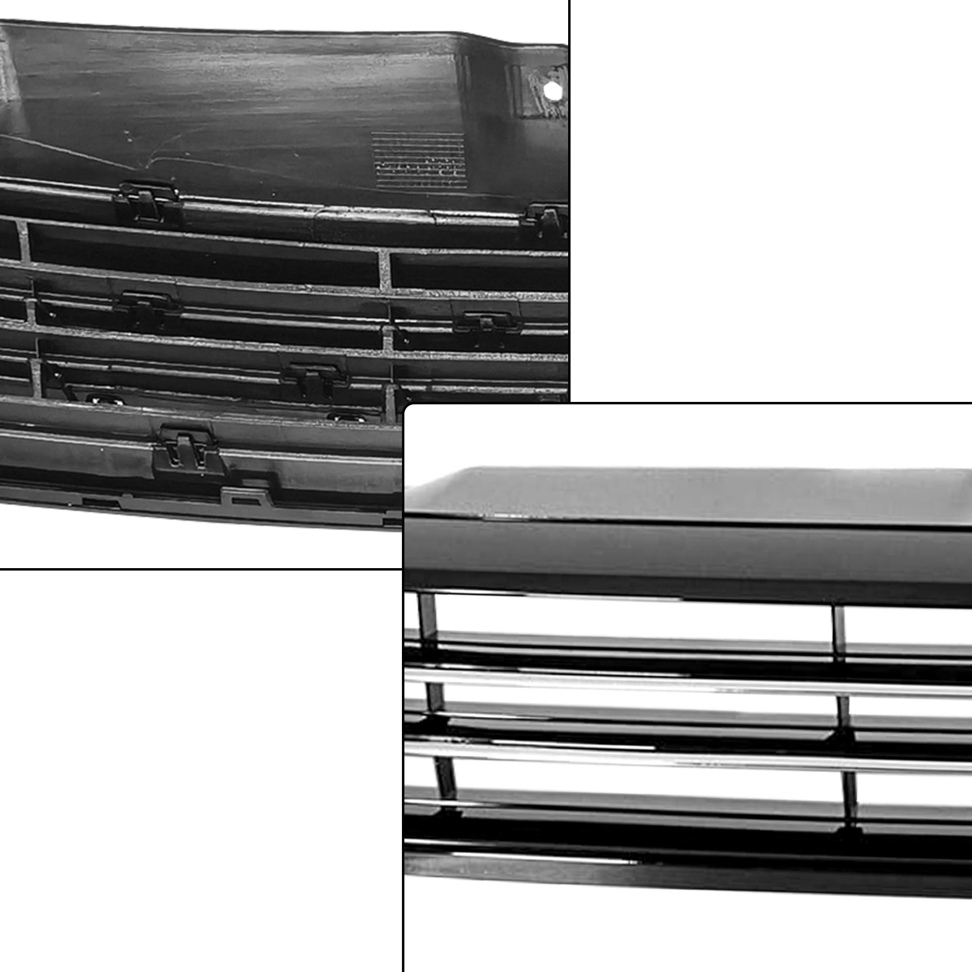 PartsFlow Front Upper Grille Mesh Black With Chrome Trim - Compatible With 2011-2014 VW Volkswagen Jetta Sedan MK6 | Replacement Car Grille for Enhanced Style & Protection | Perfect for Upgrades, Repairs, and Custom Car Modifications