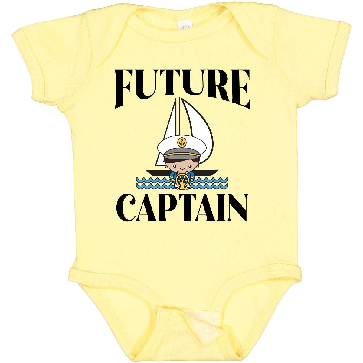 Inktastic Cute Baby Boy Sailing Captain Outfit - Navy Blue Baby Bodysuit for Newborns & Infants - Perfect for Nautical Theme Parties, Photo Shoots & First Birthday Gifts