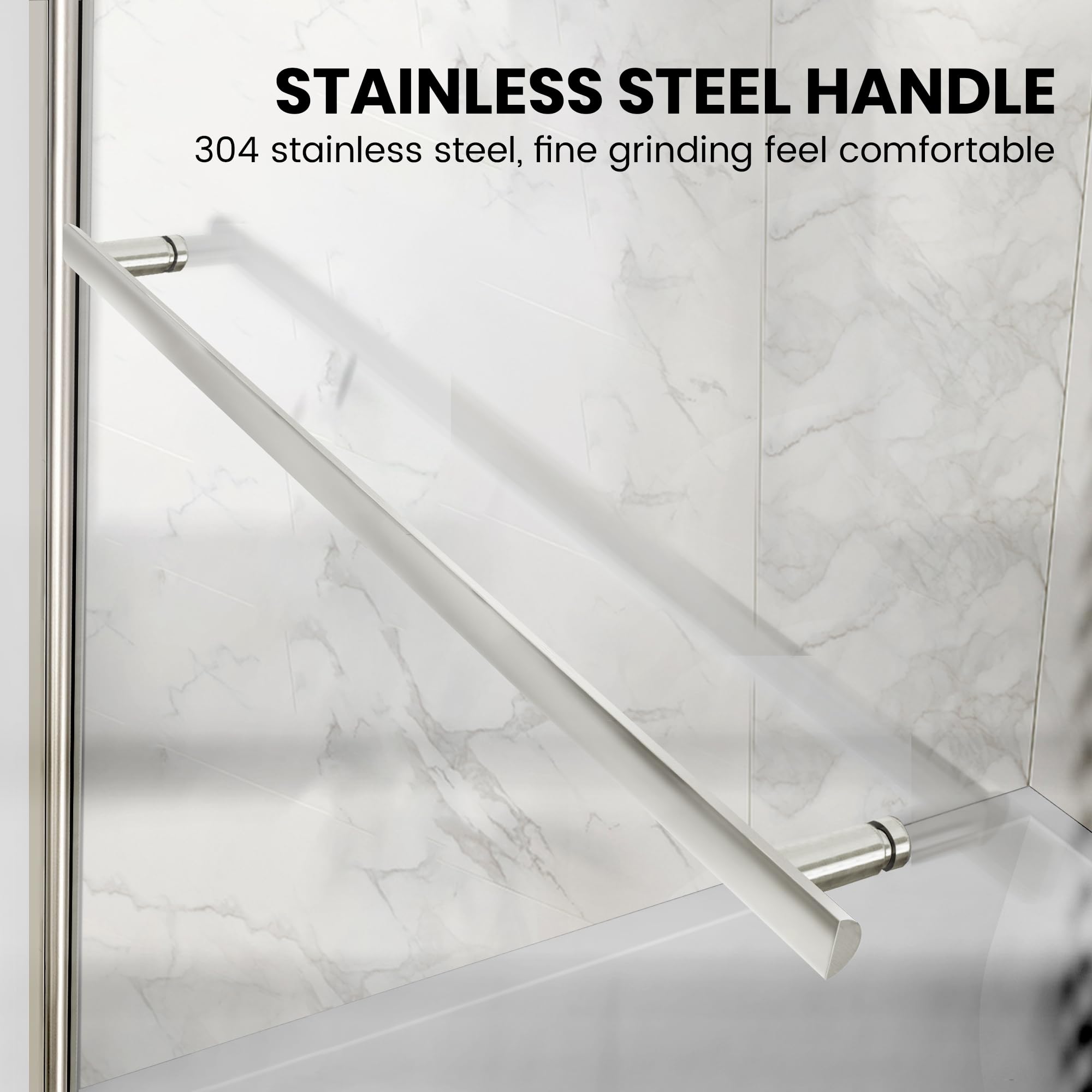 Frameless Shower Door 34x58 Inch - Tempered Glass (6mm) Bathroom Tub Enclosure with Polished Silver Finish & Handle - Perfect for Modern Bathroom Renovations & Spa-Like Showers