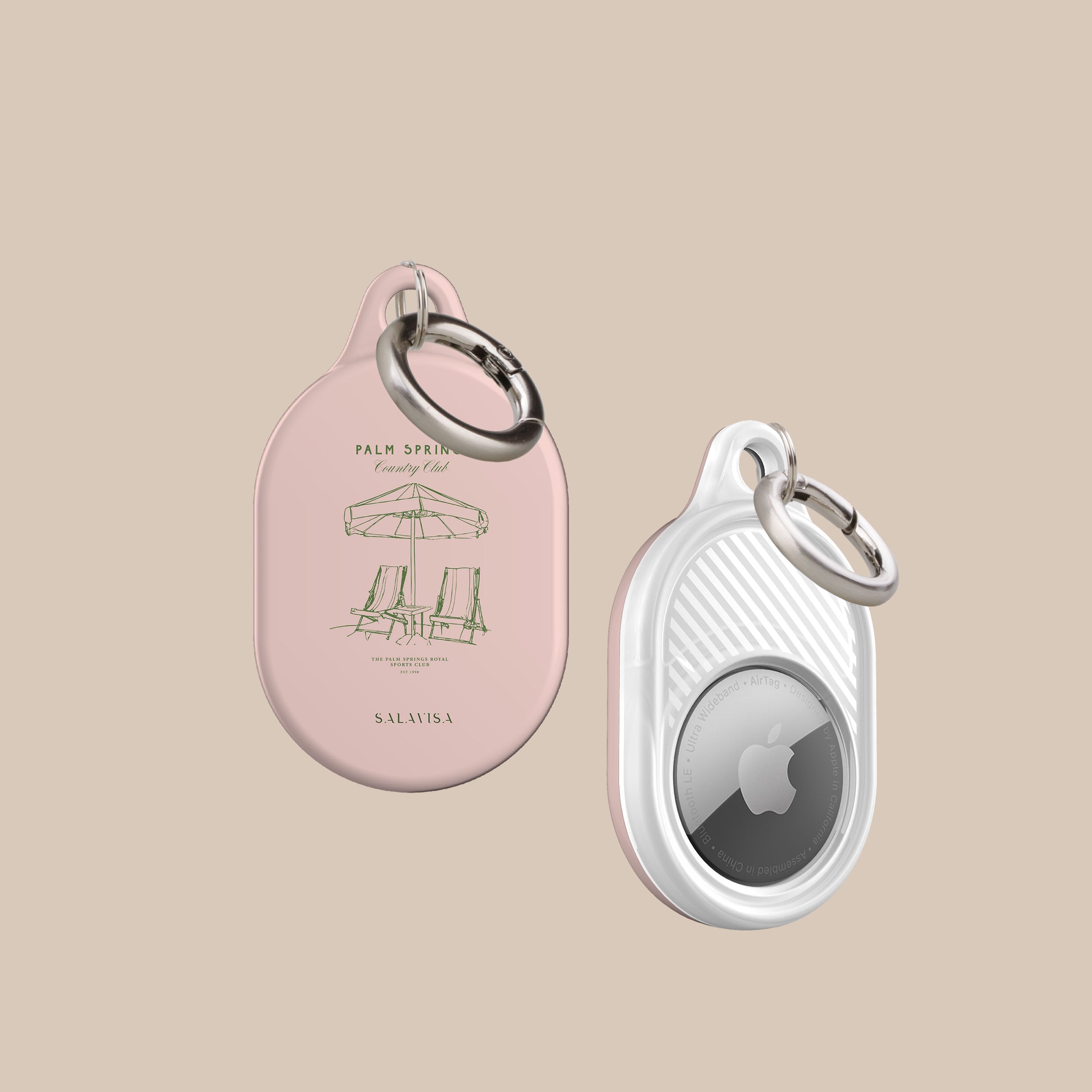 Palm Springs AirTag Holder - Premium Leather Keychain for Apple AirTag - Perfect for Travel, Luggage & Backpack Tracking
