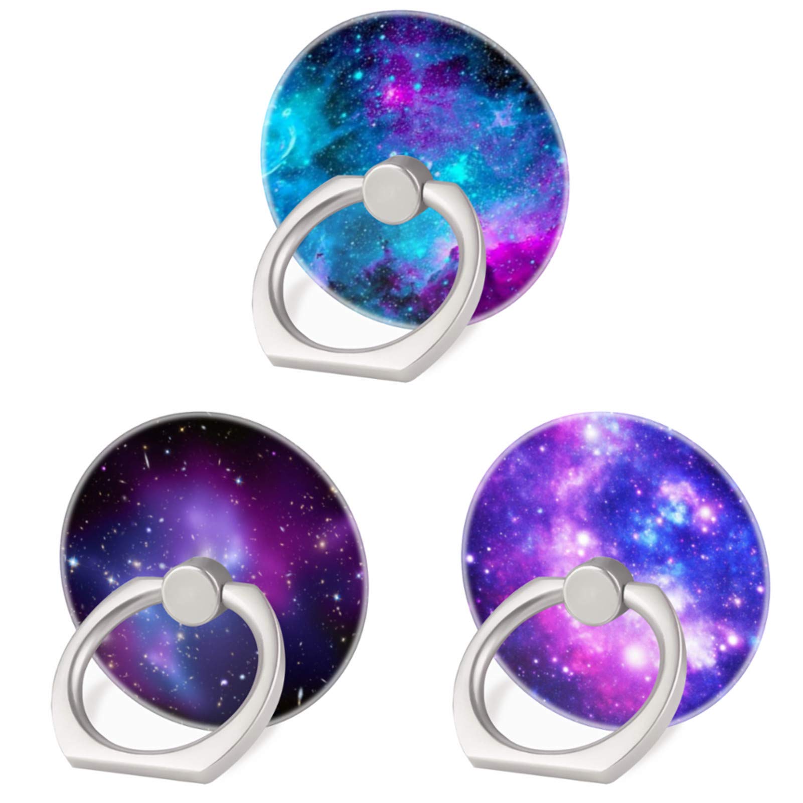 3 Pack Galaxy Phone Ring Holder - 360° Finger Stand for Smartphones & Tablets | Perfect for Work & Travel