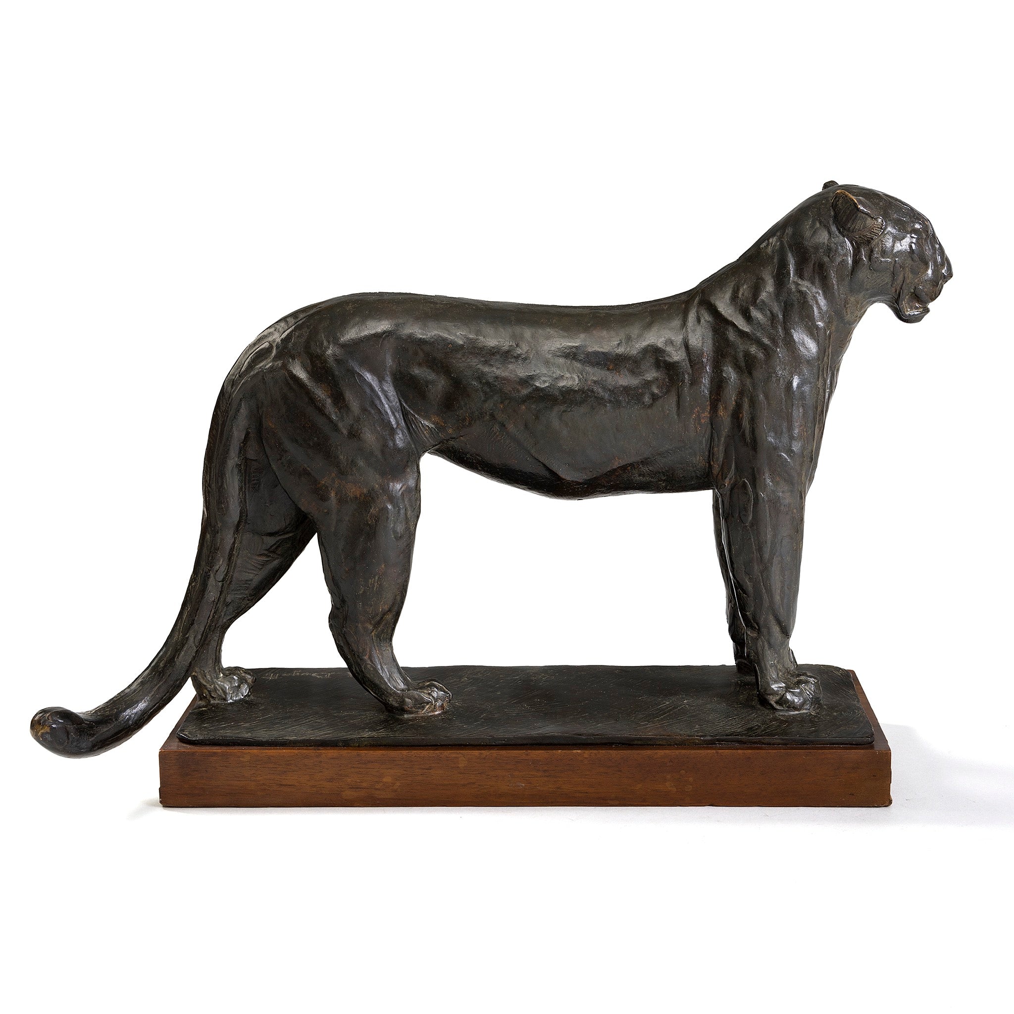 Rembrandt Bugatti Leopard at Rest Bronze Sculpture - Handcrafted Art Deco Animal Statue for Home Decor & Office Collection