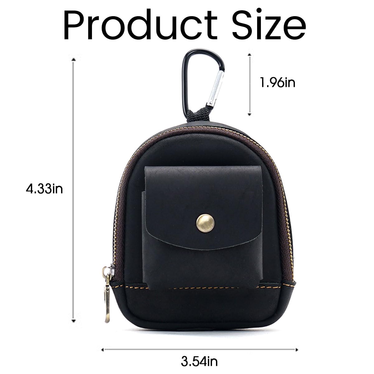 Soft Leather Coin Purse with Hook & 2 Pockets - Mini Wallet for Men & Women (Khaki) | Perfect for Travel, Shopping & Everyday Use