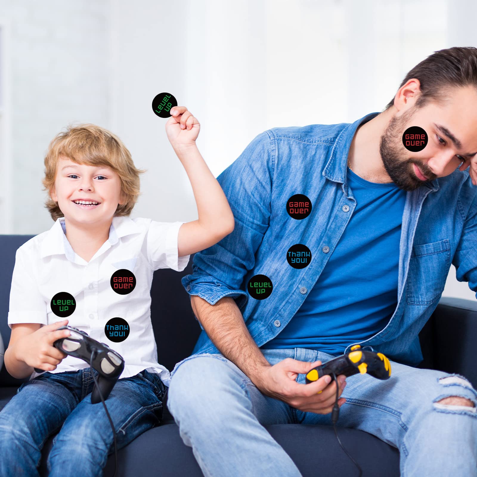 200-Piece Video Game Controller Stickers Set - 5 Unique Styles for Gaming Parties, Boys Birthday Decorations & DIY Accessories - Perfect for Xbox, PS5, Switch & PC Gaming Setup