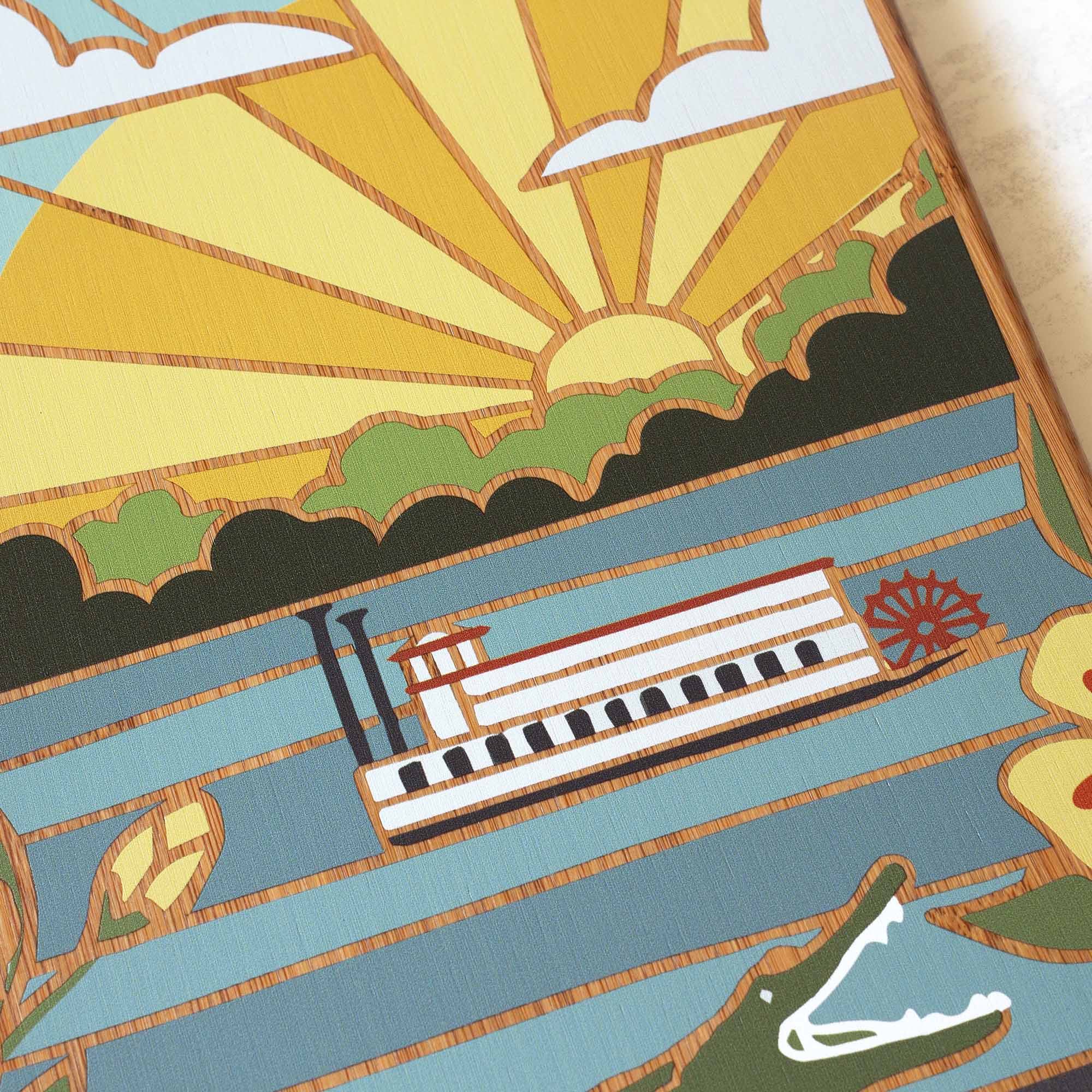 Handcrafted Mississippi Wooden Cutting Board with Summer Stokes Artwork - Perfect for Kitchen Prep, Charcuterie Boards & Home Decor