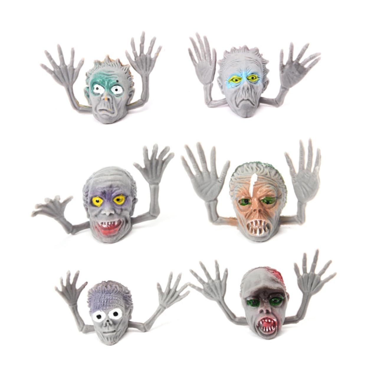 12 Pack Halloween Finger Puppets for Kids - Witch, Zombie & Monster Finger Toys - Halloween Party Favors, Classroom Activities & Storytelling Props (Grey)