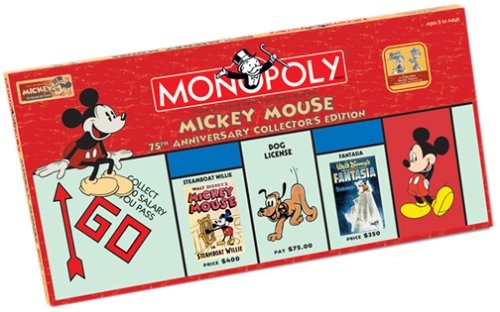 USAOPOLY Mickey Mouse 75th Anniversary Edition Monopoly Board Game - Collectible Disney Family Game Night Gift for Kids & Adults