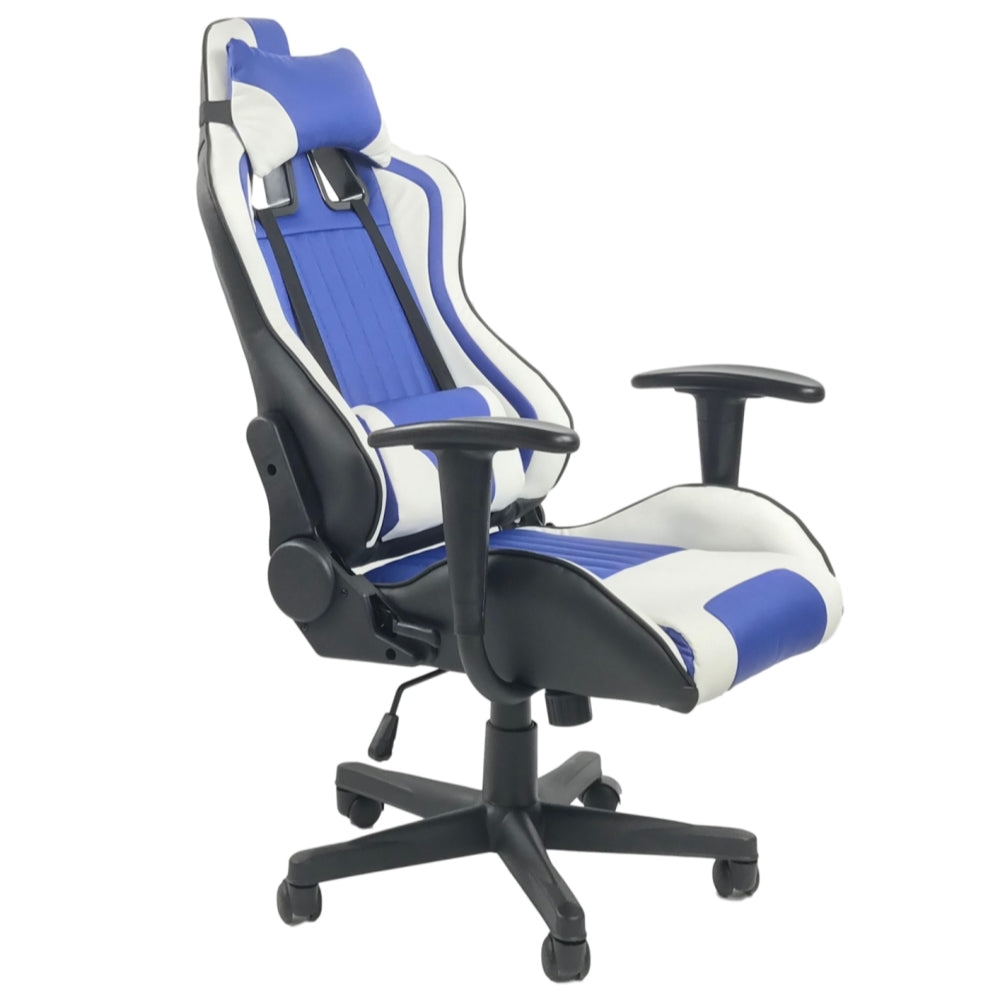 TITAN X SERIES 1063 Ergonomic Gaming Chair - Blue & White, High Back Racing Style with Lumbar Support for PC, Office, and Esports Gamers