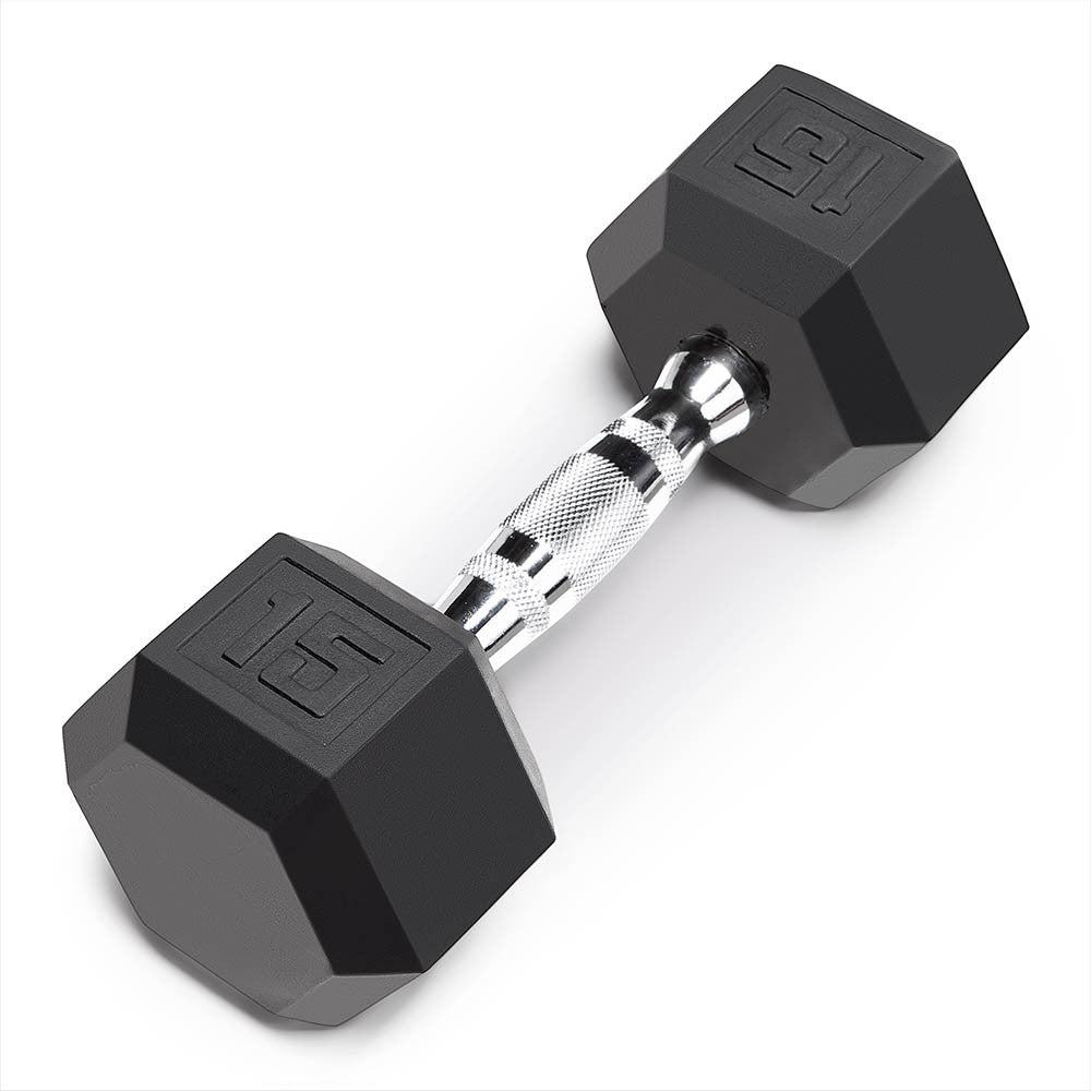 Marcy 15lb Rubber Hex Dumbbell - Premium Home Gym Equipment for Strength Training, Weightlifting & Fitness | Perfect for Home Workouts, CrossFit & Bodybuilding