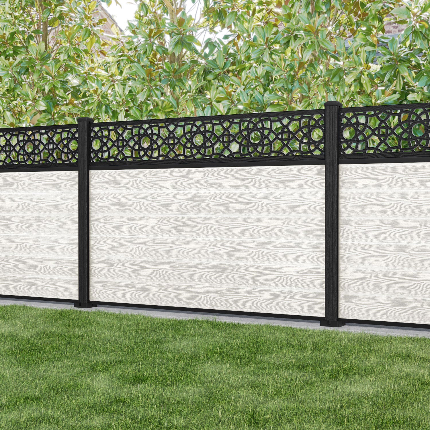 Classic Amber Fence Panel Light Stone - Durable Composite Posts for Backyard Privacy & Garden Protection | Weather-Resistant Outdoor Fencing Solution