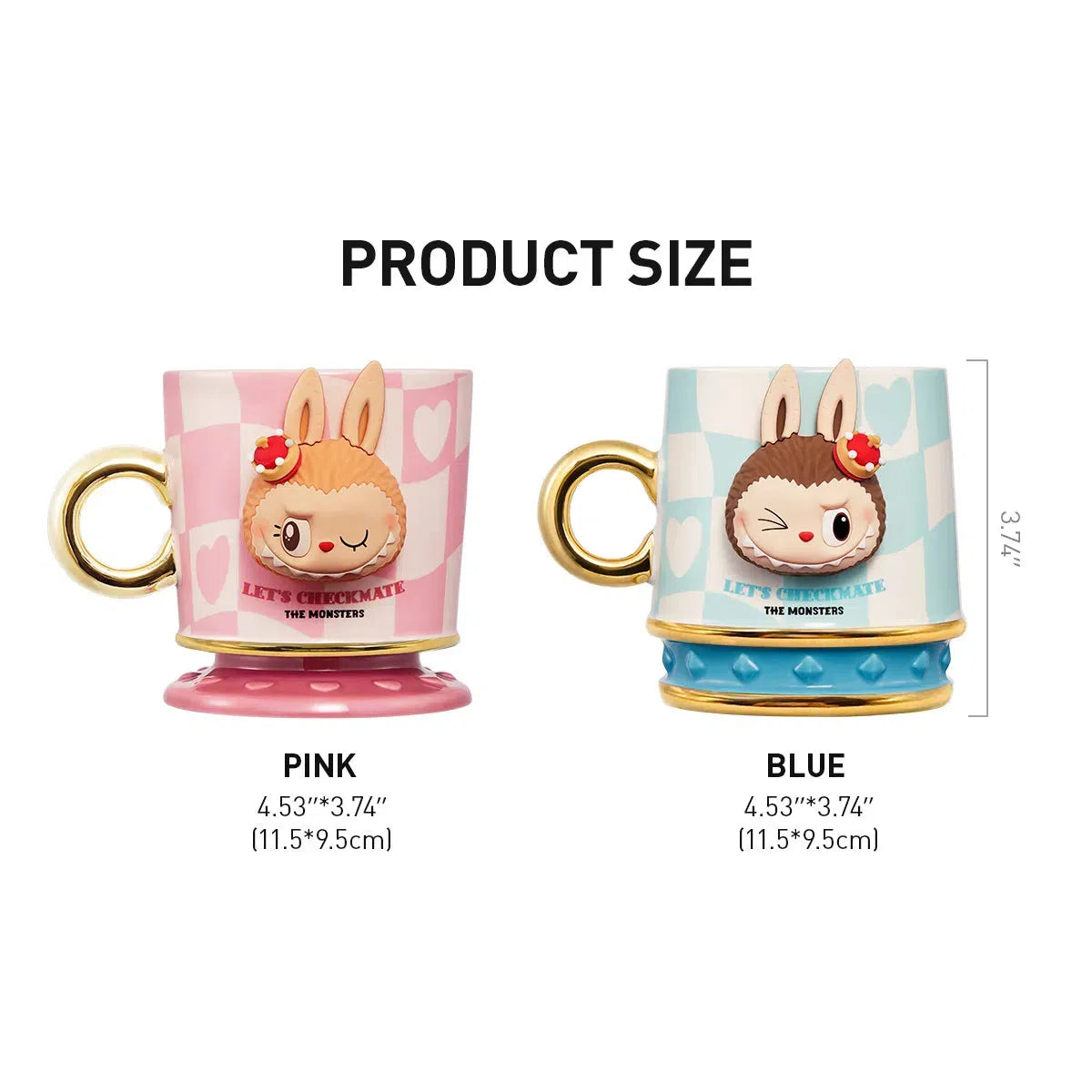 POP MART THE MONSTERS Let's Checkmate Series Pink Ceramic Coffee Mug - Perfect for Office, Home & Gift Giving