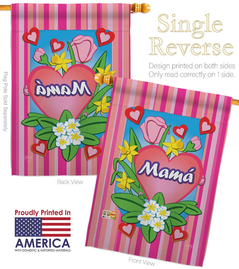 Breeze Decor Mamá Summer House Flag 28x40 - Mother's Day Gift for Outdoor Decor