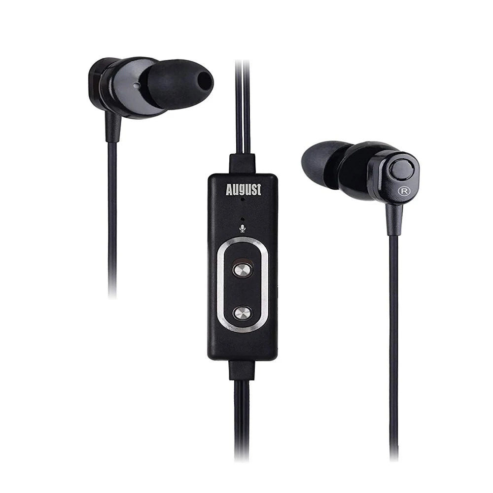 Refurbished August EP715 Noise Cancelling Wired Earphones with 3.5mm AUX Jack & In-Line Mic - Clear Calls & Immersive Audio for Office, Travel & Gaming