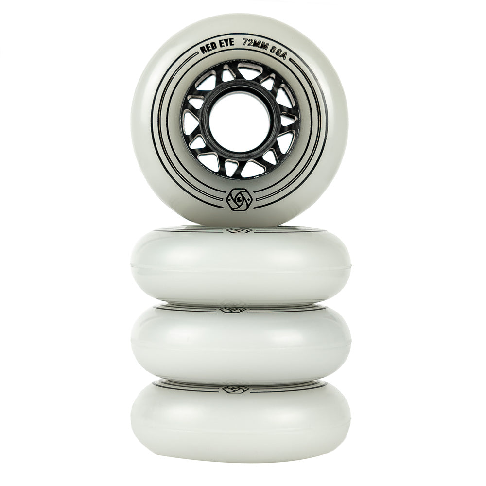 Red Eye Team 72mm Inline Skate Wheels - 4 Pack Set of High-Performance Rollerblade Wheels for Outdoor & Indoor Skating