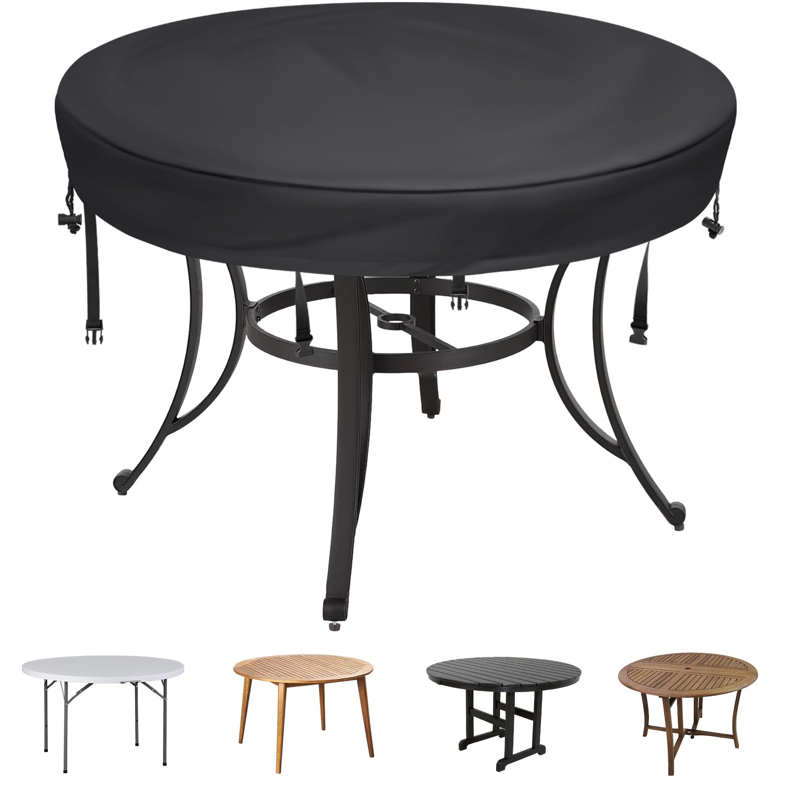 Waterproof Round Outdoor Table Cover 46-48 Inch - UV Resistant Patio Furniture Protector for All Weather - Perfect for Picnics, BBQs, and Garden Parties
