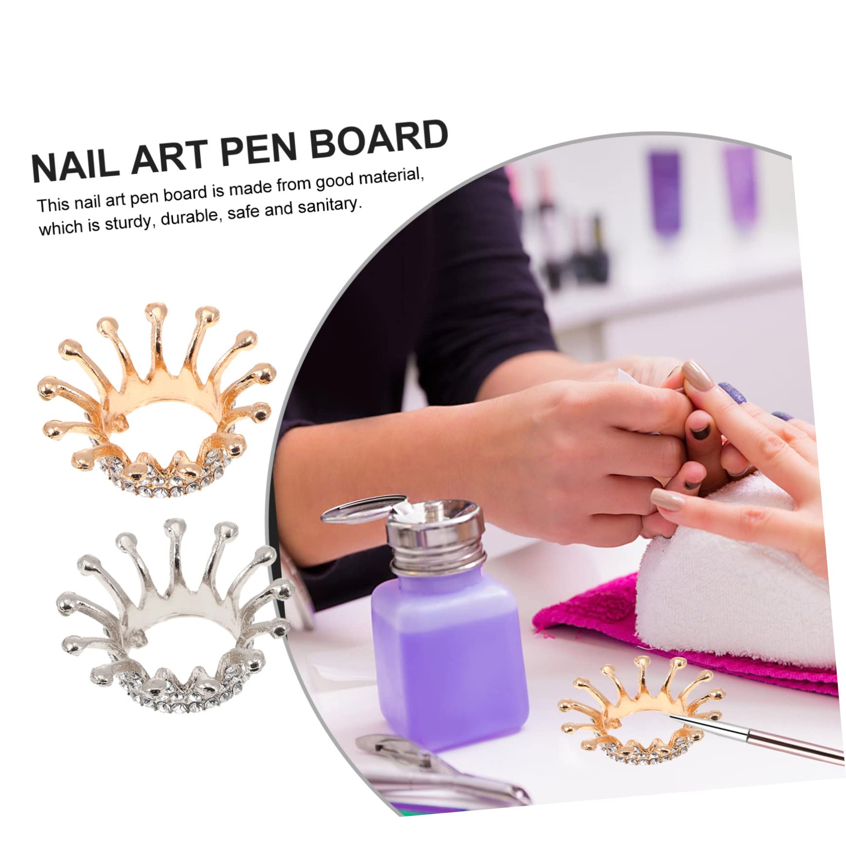 Minkissy 3-Piece Nail Art Pen & Brush Holder Set with 2 Nail Polish Mixing Plates - Perfect for Salon, Home Manicure & DIY Nail Art Accessories