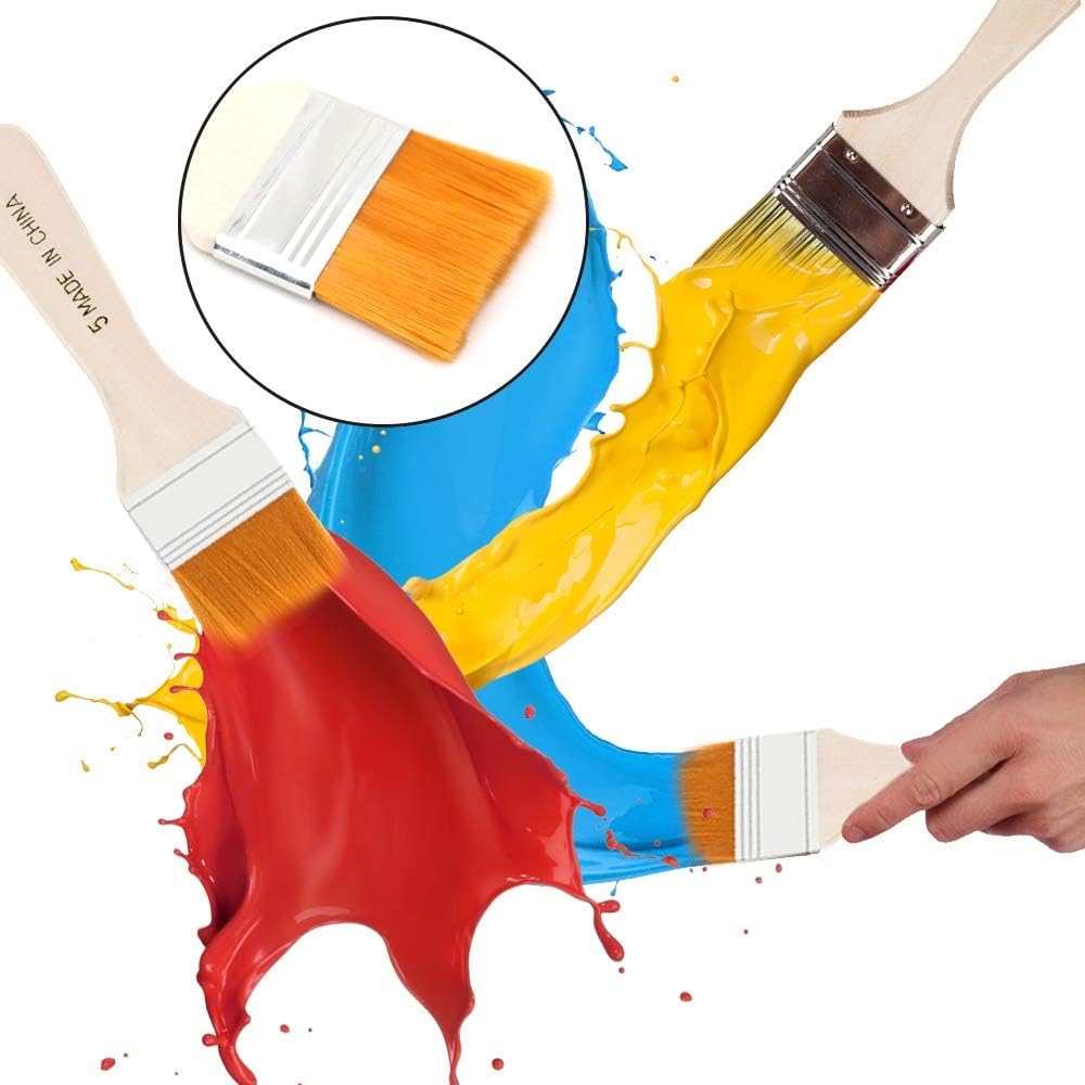 Keep Smiling Professional 60mm Acrylic Flat Brush Set with Wooden Handle - Artist Paint Brushes for Oil Painting, Watercolor & Acrylics - Perfect for Canvas, Portrait & Fine Art Painting