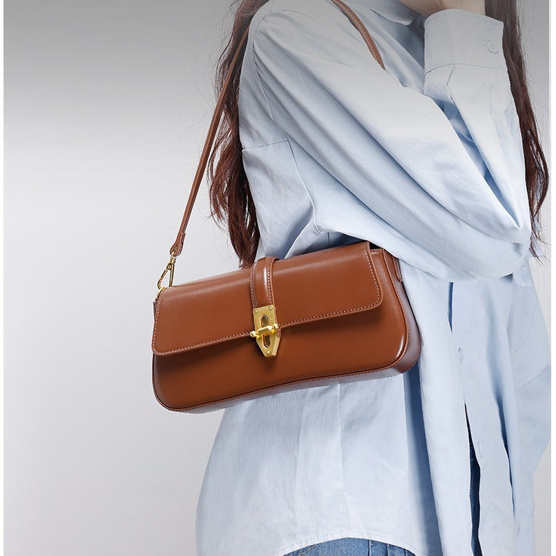 Genuine Leather Crossbody Shoulder Bag for Women - Stylish Underarm Tote & Baguette Purse - Perfect for Work, Travel & Everyday Use
