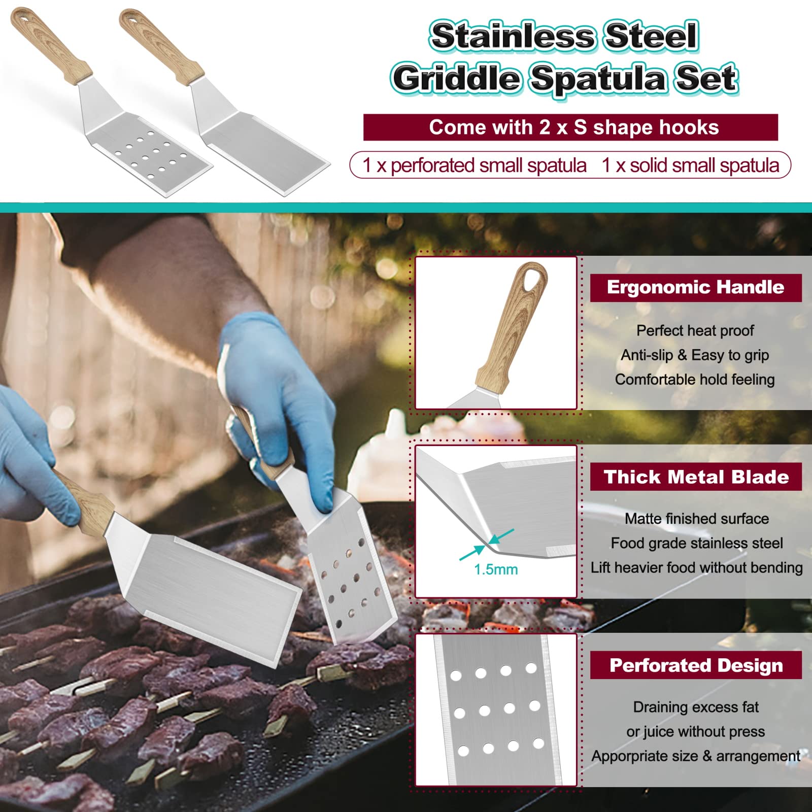 Premium Stainless Steel Spatula Set of 2 - 11.8