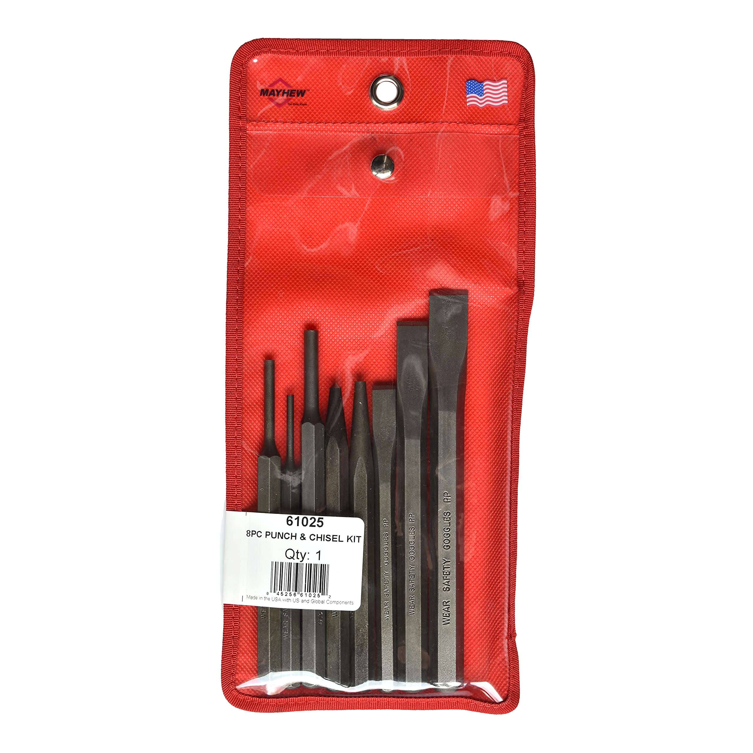 Mayhew 8-Piece Punch & Chisel Set - Blast Finish for Metalworking & DIY
