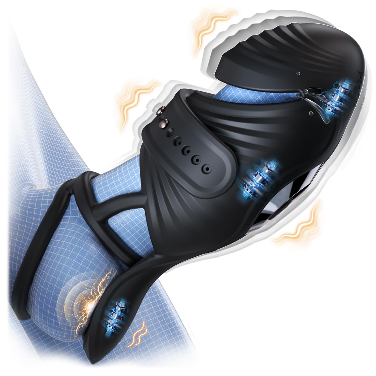 Premium Triple Motor Male Masturbator - 4-in-1 Adjustable Penis Trainer with 10 Vibration Modes, Dual Cock Rings & Remote Control - Powerful Male Sex Toy for Solo Play, Couples Fun & Penis Enhancement Training