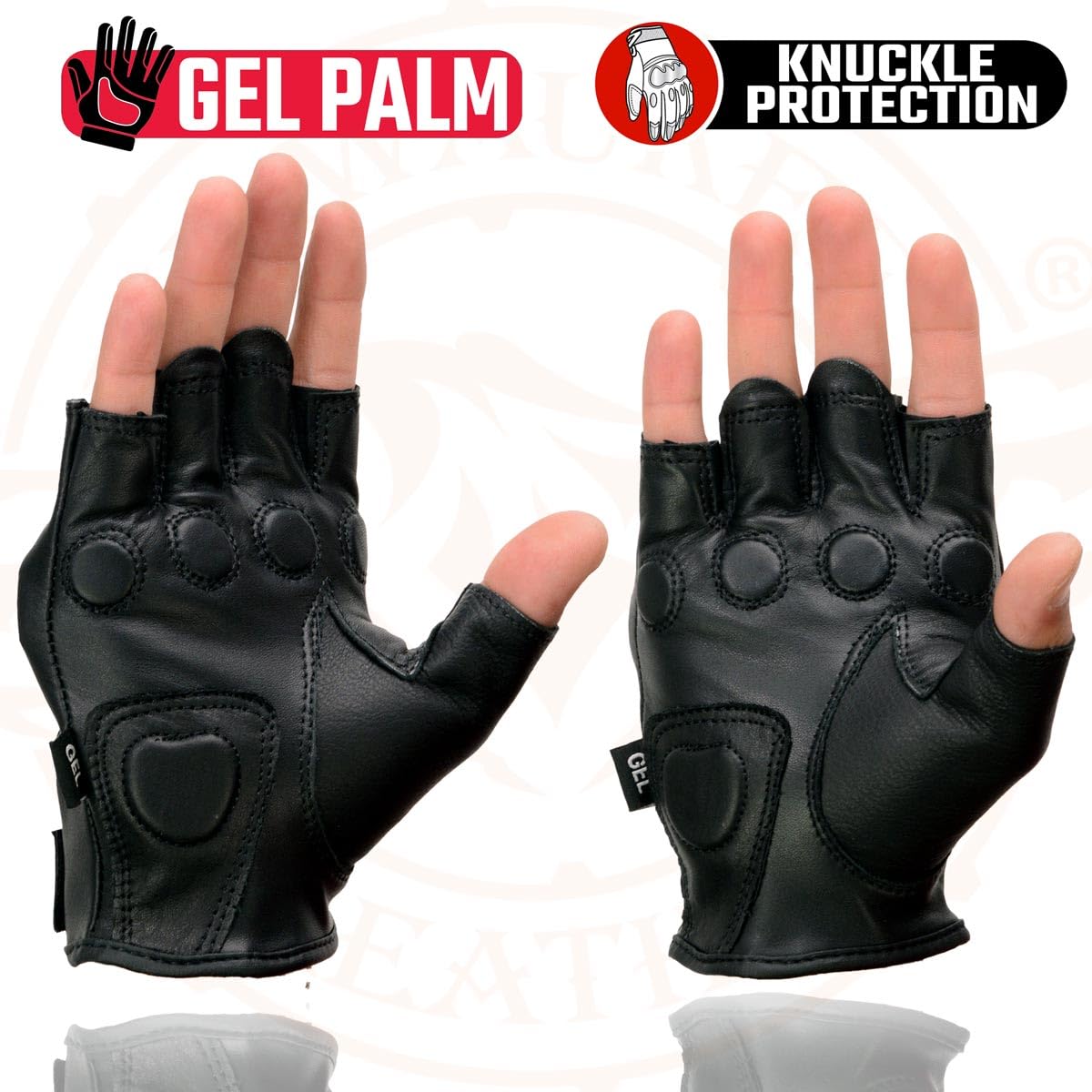 Milwaukee Leather Men's Fingerless Gloves - Premium Biker Gloves for Motorcycle Riding, Cycling & Outdoor Activities - Touchscreen Compatible Work Gloves for Cold Weather Protection