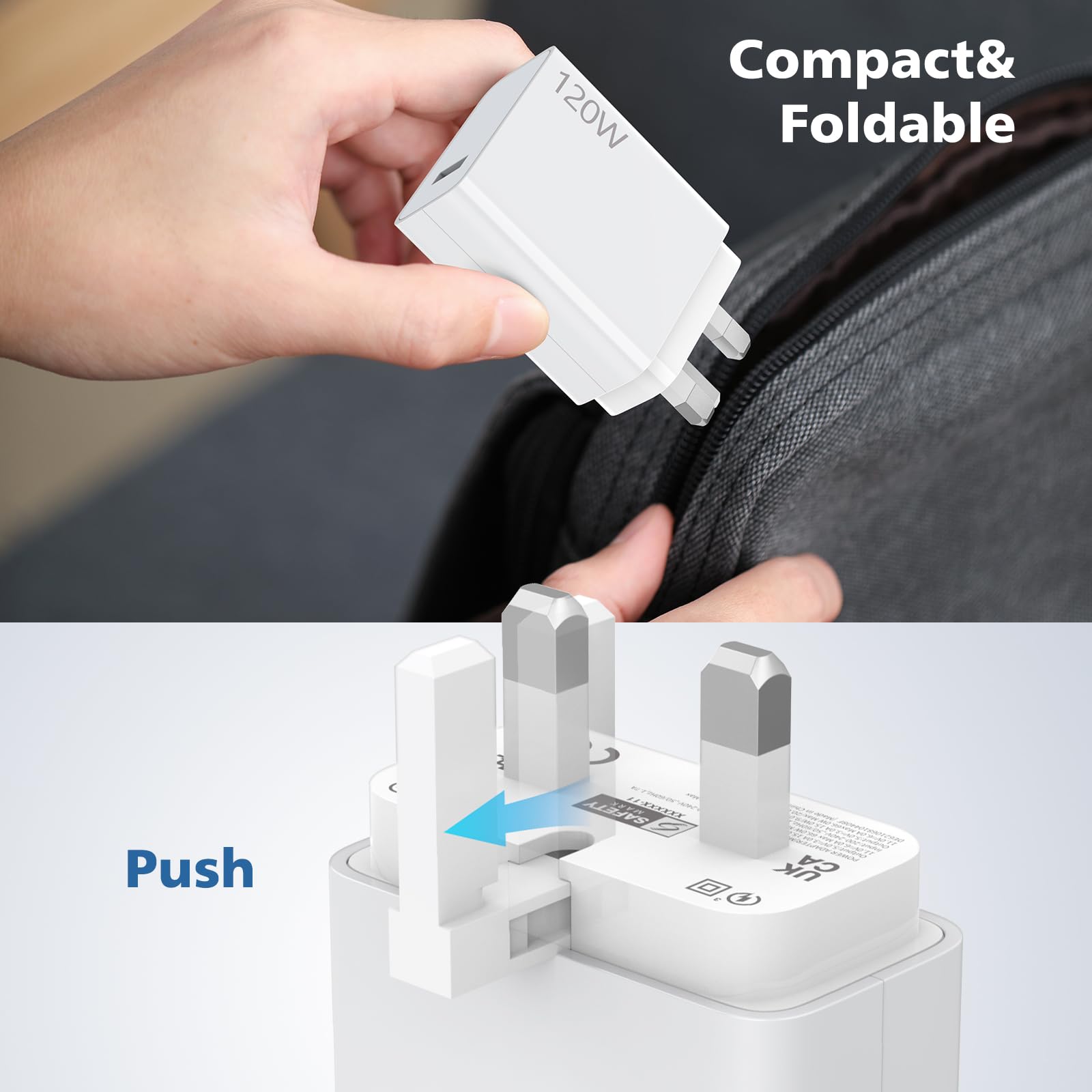 120W Turbo Charger Plug & 6A/1M HyperCharge Cable for Xiaomi 15/14T/13T Pro/12T/11T, Redmi Note 14/13/12 Pro, POCO X7/F6/M6 Pro - UK Wall Charger with Fast USB-C Charging - Perfect for Travel, Home & Office Use