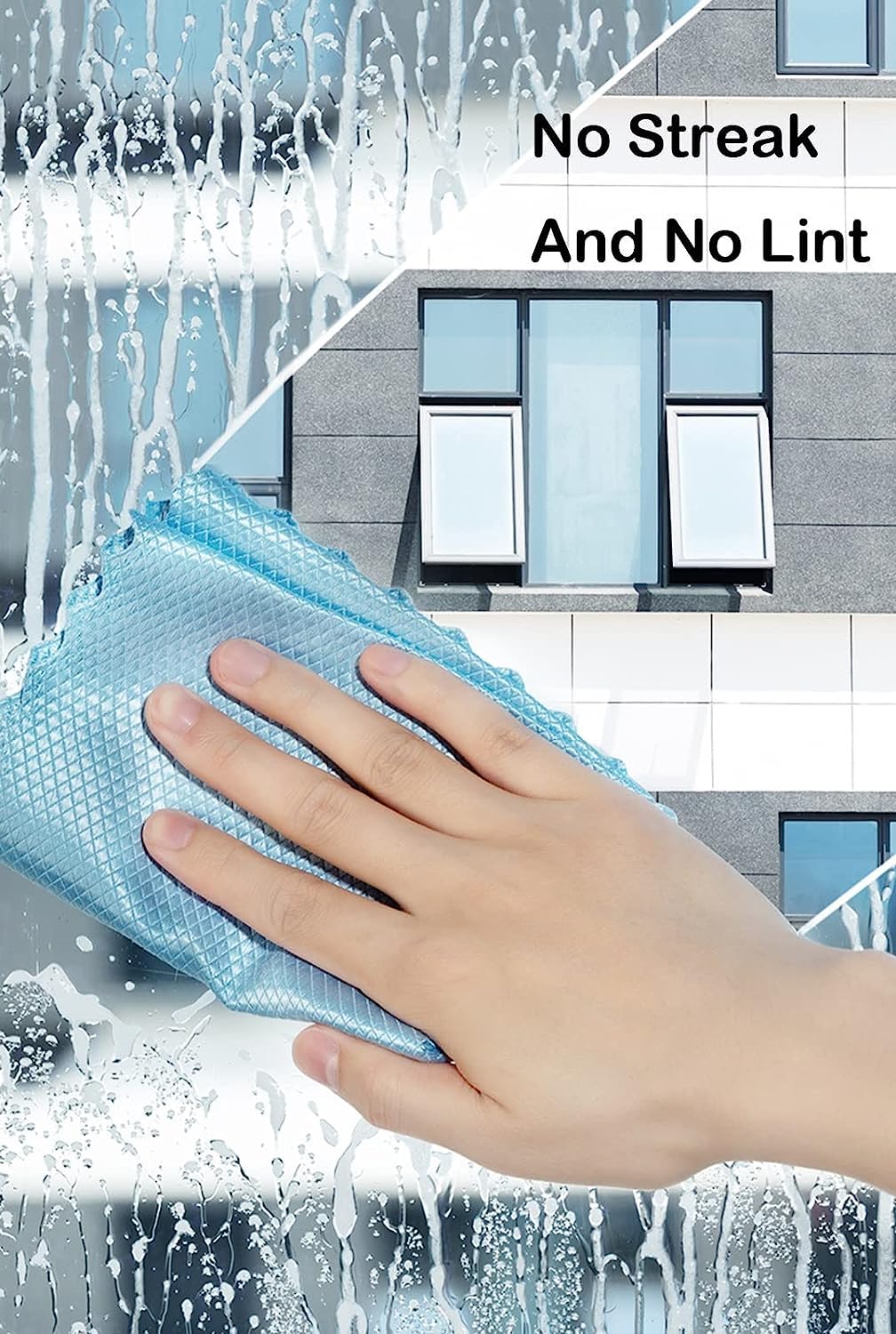 Premium Microfiber Glass Cleaning Cloths - 5 Pack Streak-Free Fish Scale Design for Crystal Clear Shine | Lint-Free Cleaning Rags for Windows, Mirrors, Cars & Stainless Steel | Ultra-Absorbent Magic Wipes (16