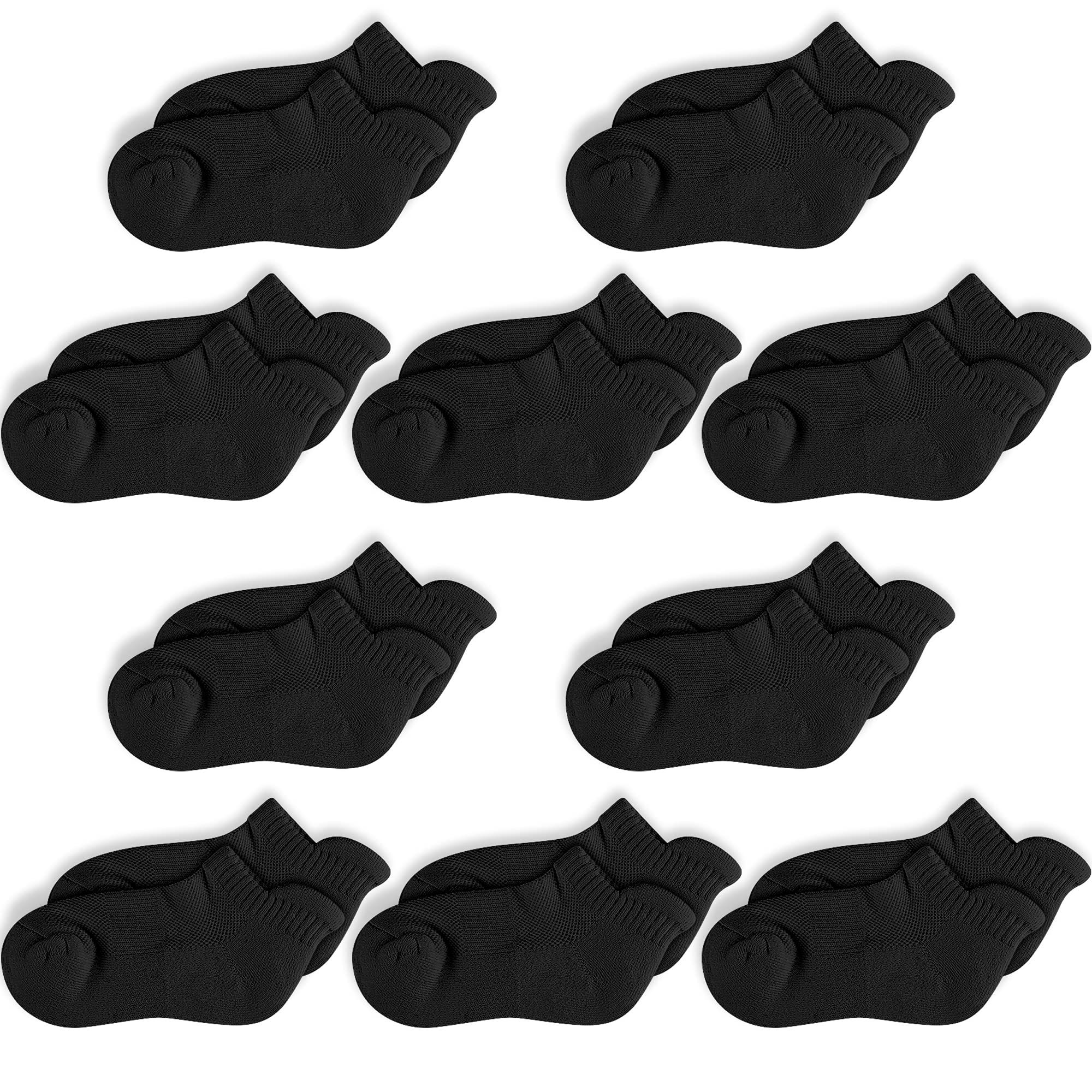 Cozi Foot 10 Pairs Boys & Girls Ankle Socks - Half Cushion Athletic Toddler Socks for Kids - Low Cut Comfortable Socks for School, Sports & Daily Wear